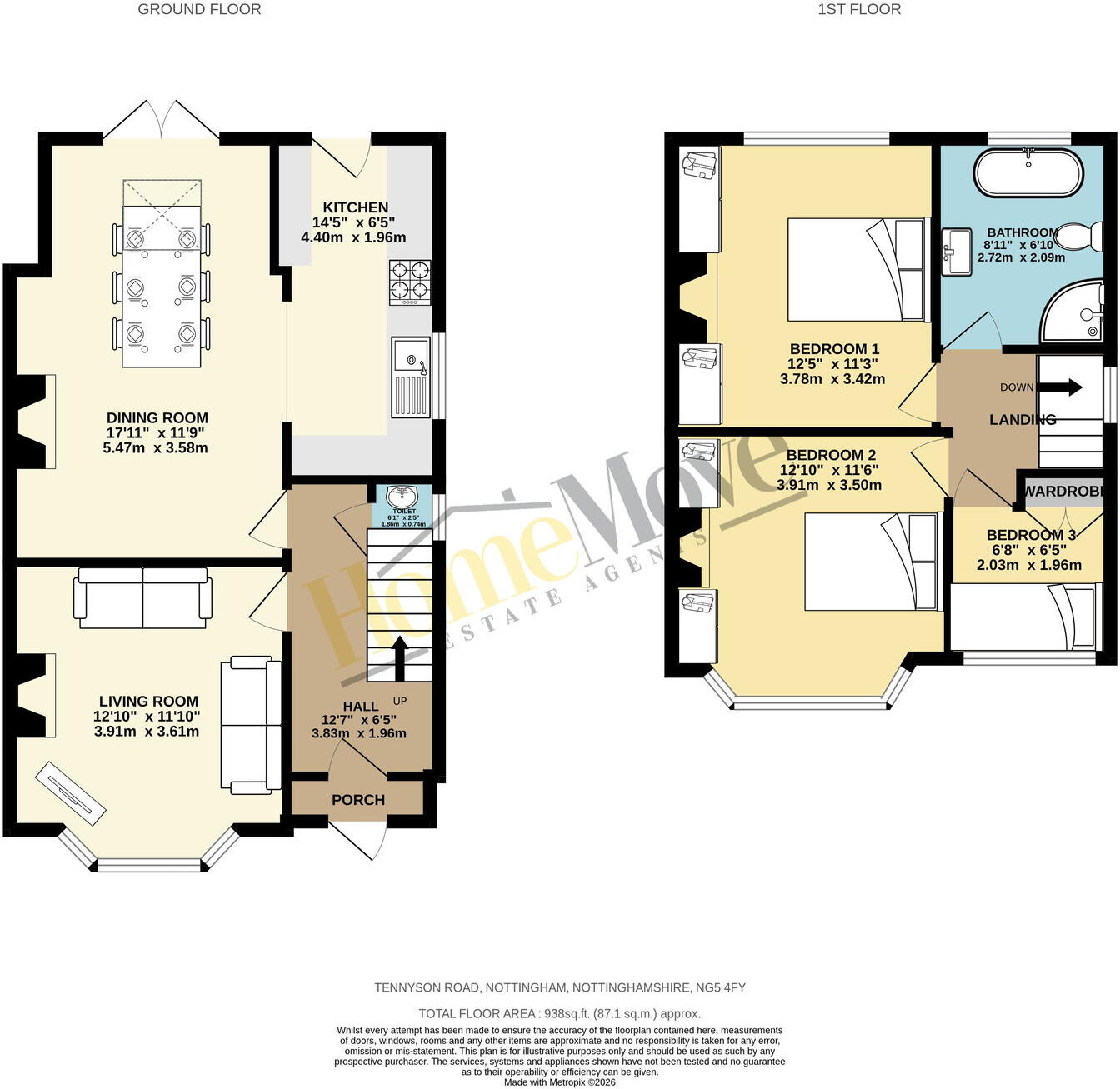 Tennyson Road, Woodthorpe, Nottingham, Nottinghamshire, NG5 4FY floorplan