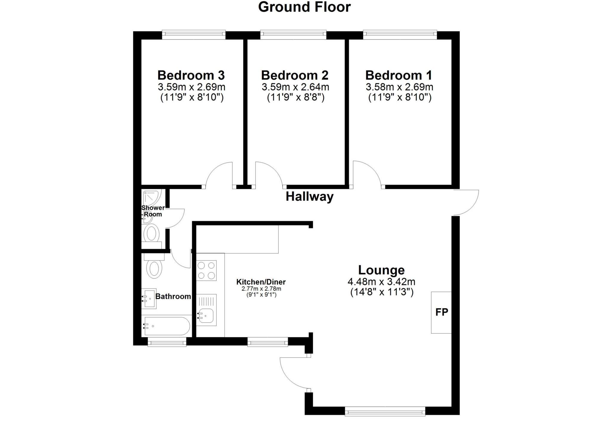 St Anns Chapel, Callington. floorplan