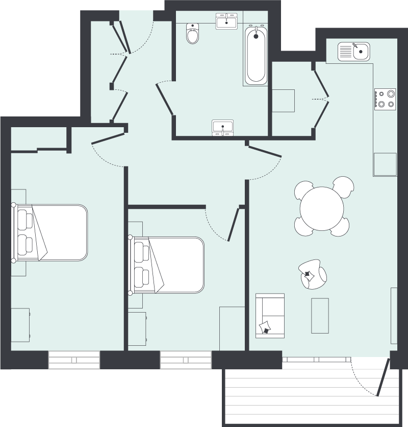 2 bed, 11th floor, Ark Soane, Acton, W3 floorplan