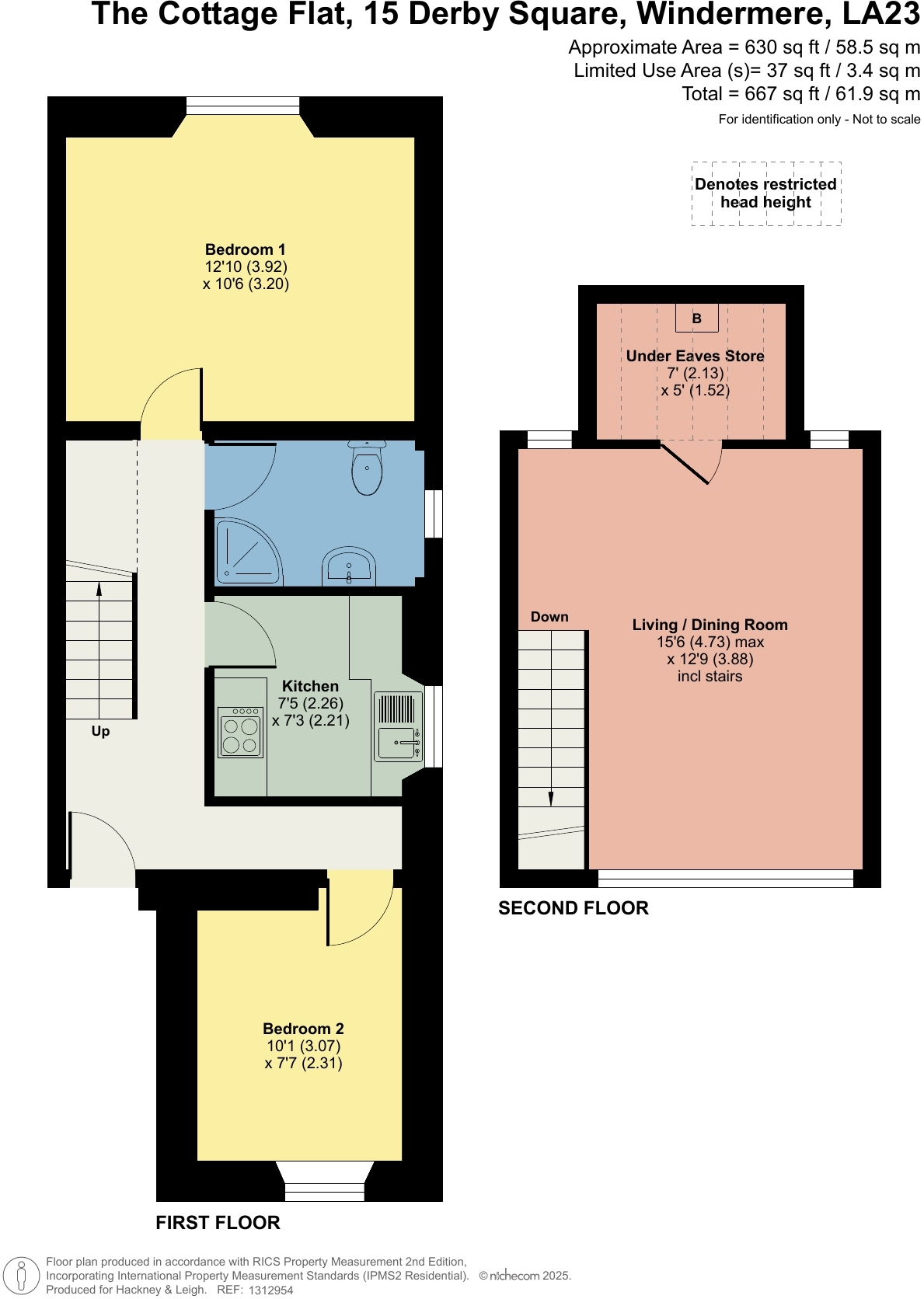 The Cottage Flat, 15 Derby Square, Windermere, Cumbria, LA23 1EE floorplan