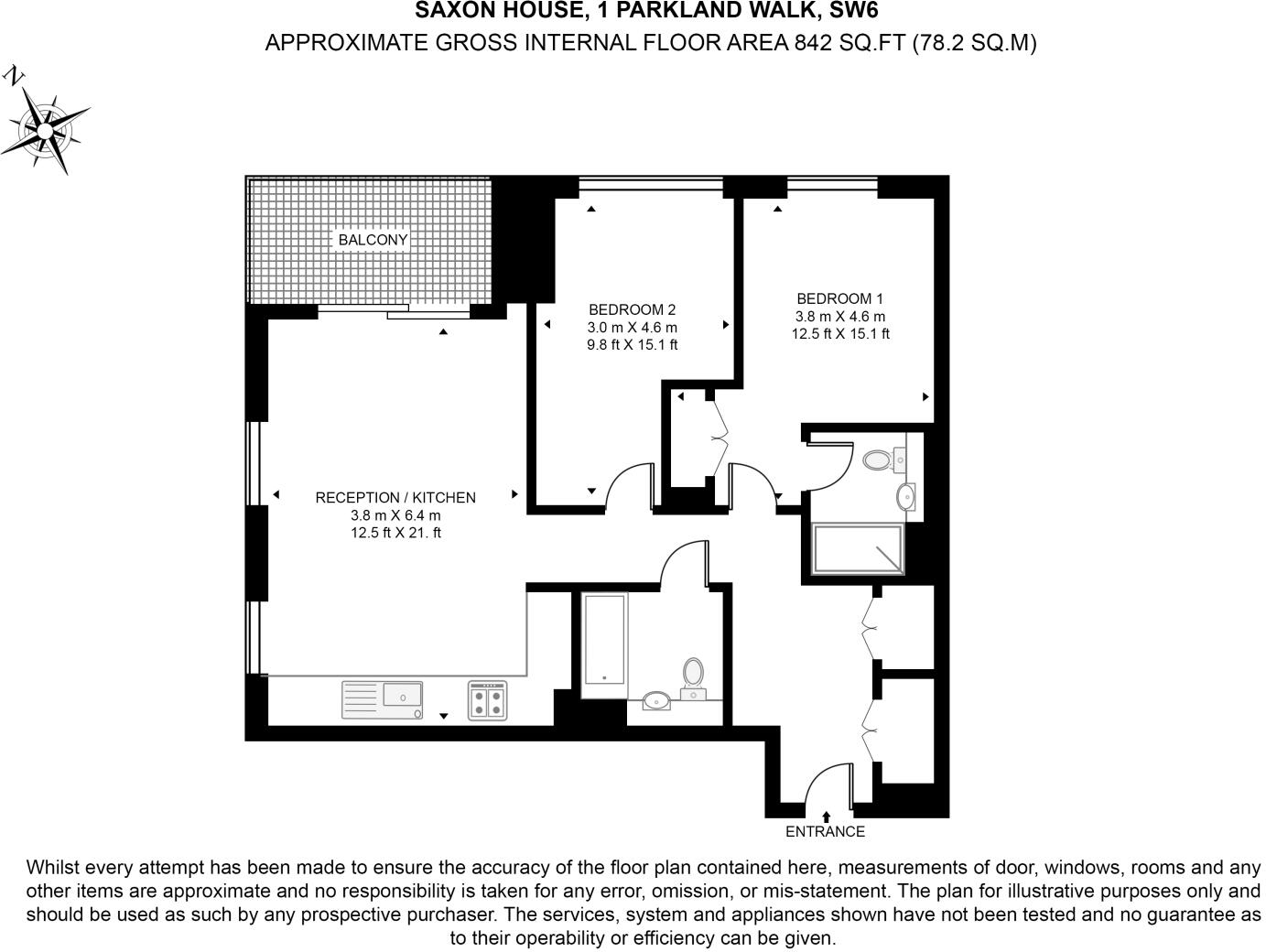 Saxon House, 1 Parkland Walk, Kings Road Park, Fulham, SW6 floorplan