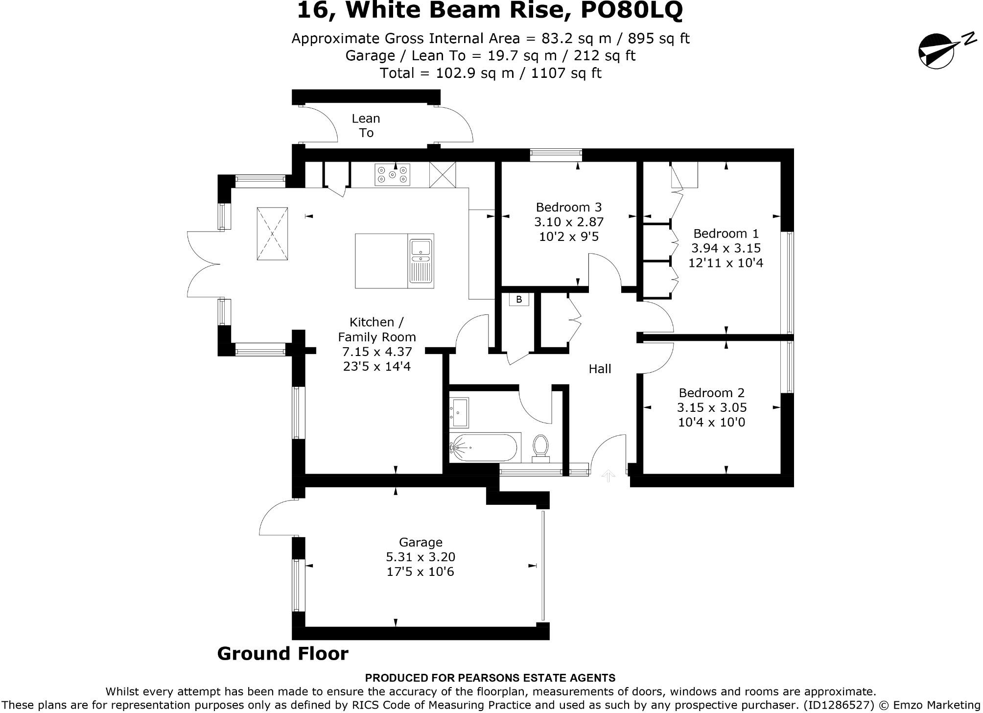 White Beam Rise, Clanfield floorplan