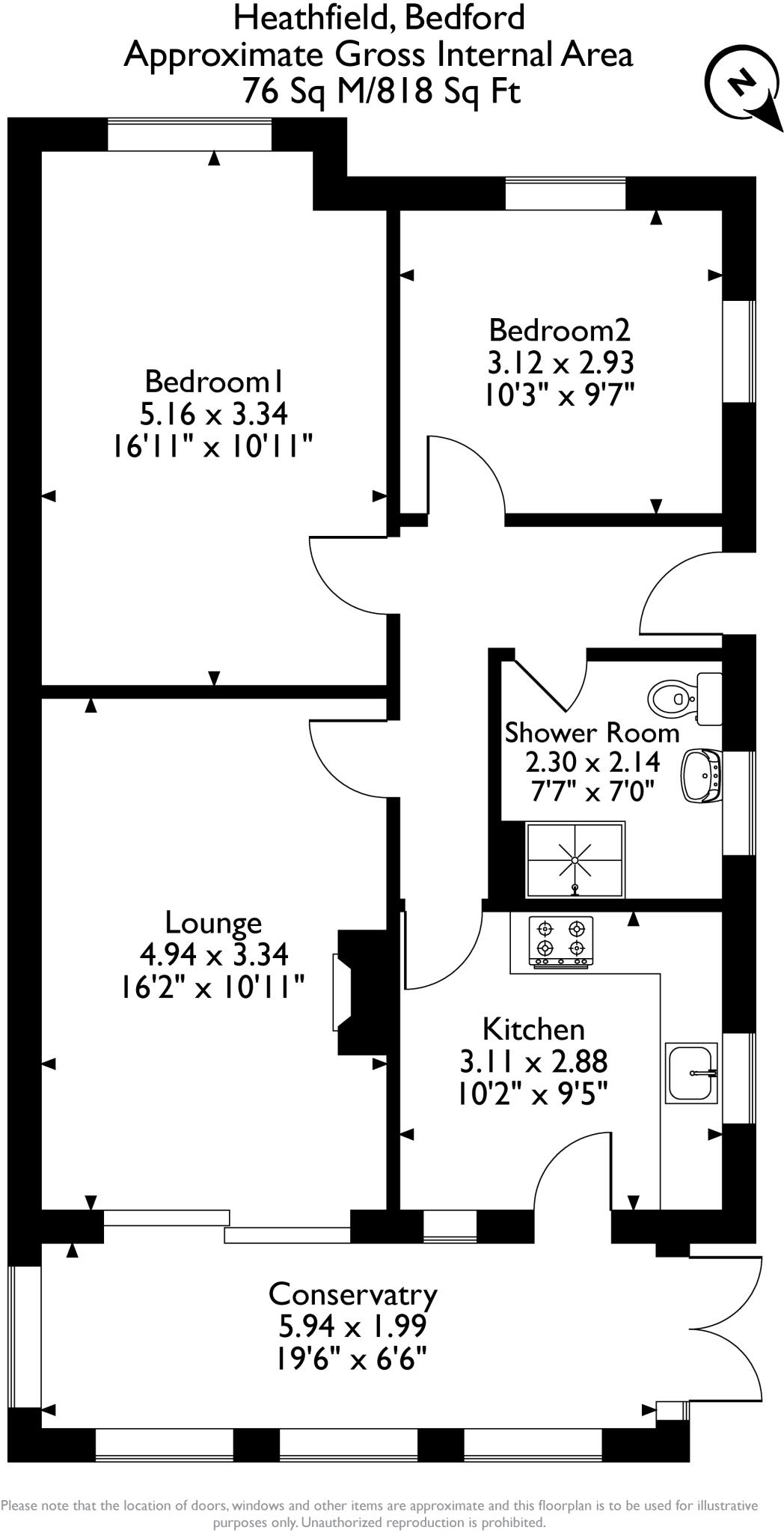 Heathfield, Bedford, MK41 floorplan