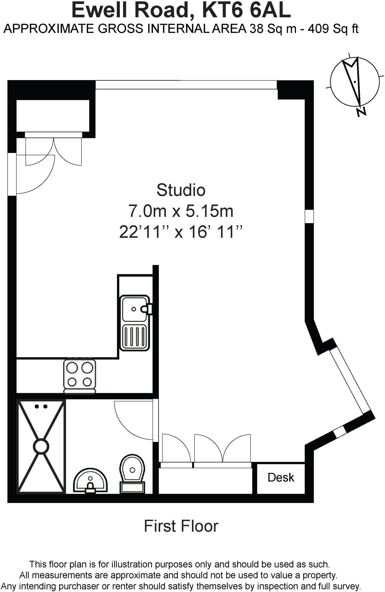 115B, Ewell Road, KT6 floorplan