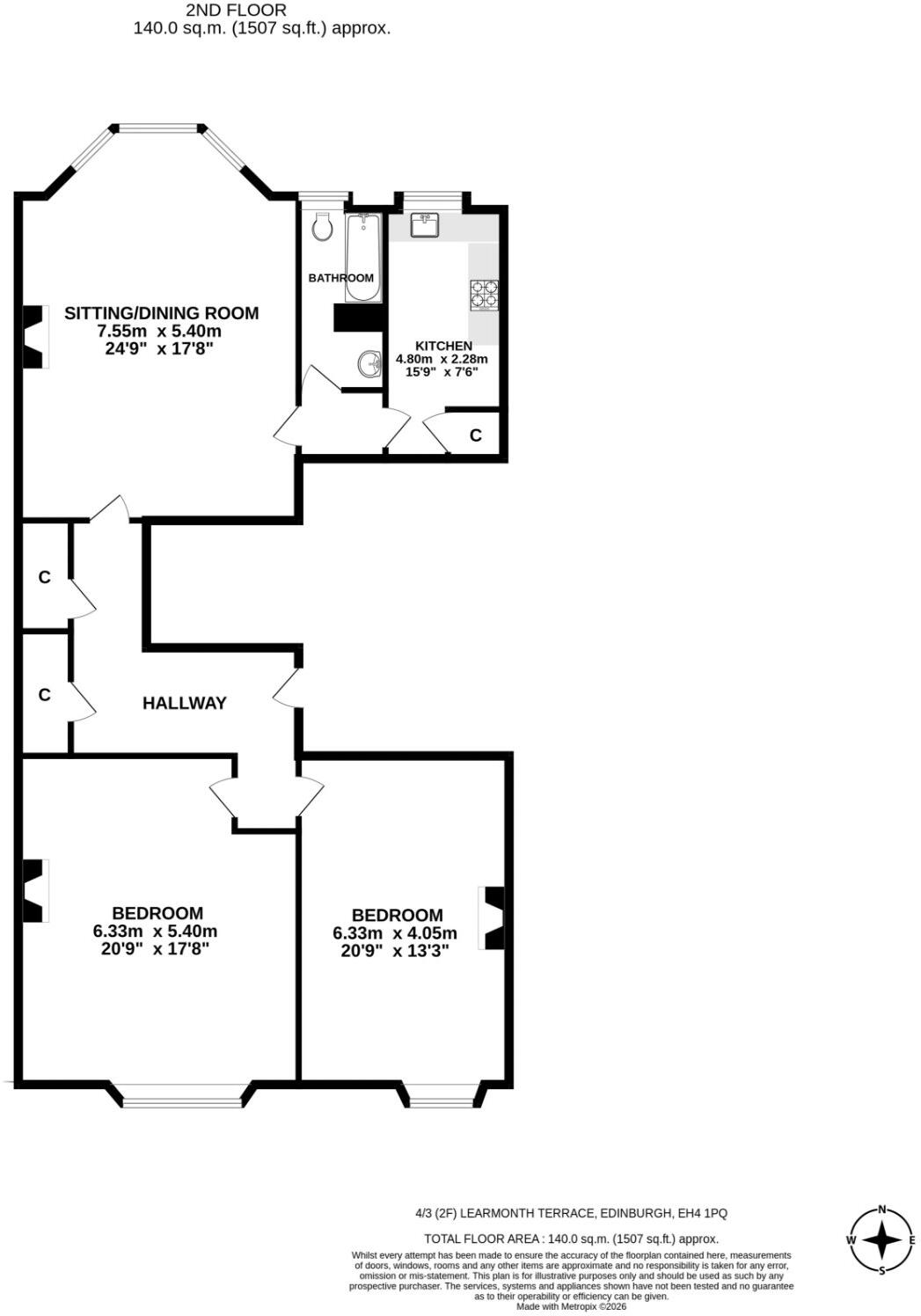 4 2F Learmonth Terrace, West End, Edinburgh, EH4 floorplan