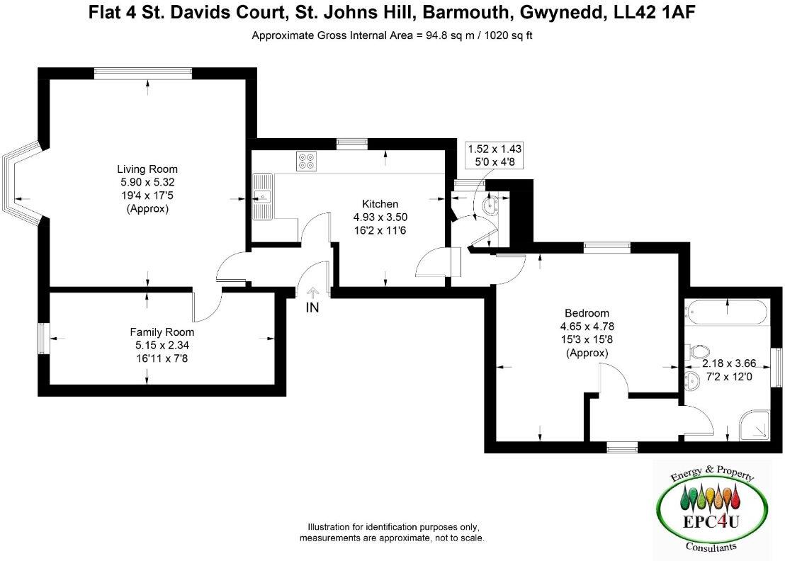 Flat, 4 St. Davids Court, Barmouth, Gwynedd, LL42 1AF floorplan