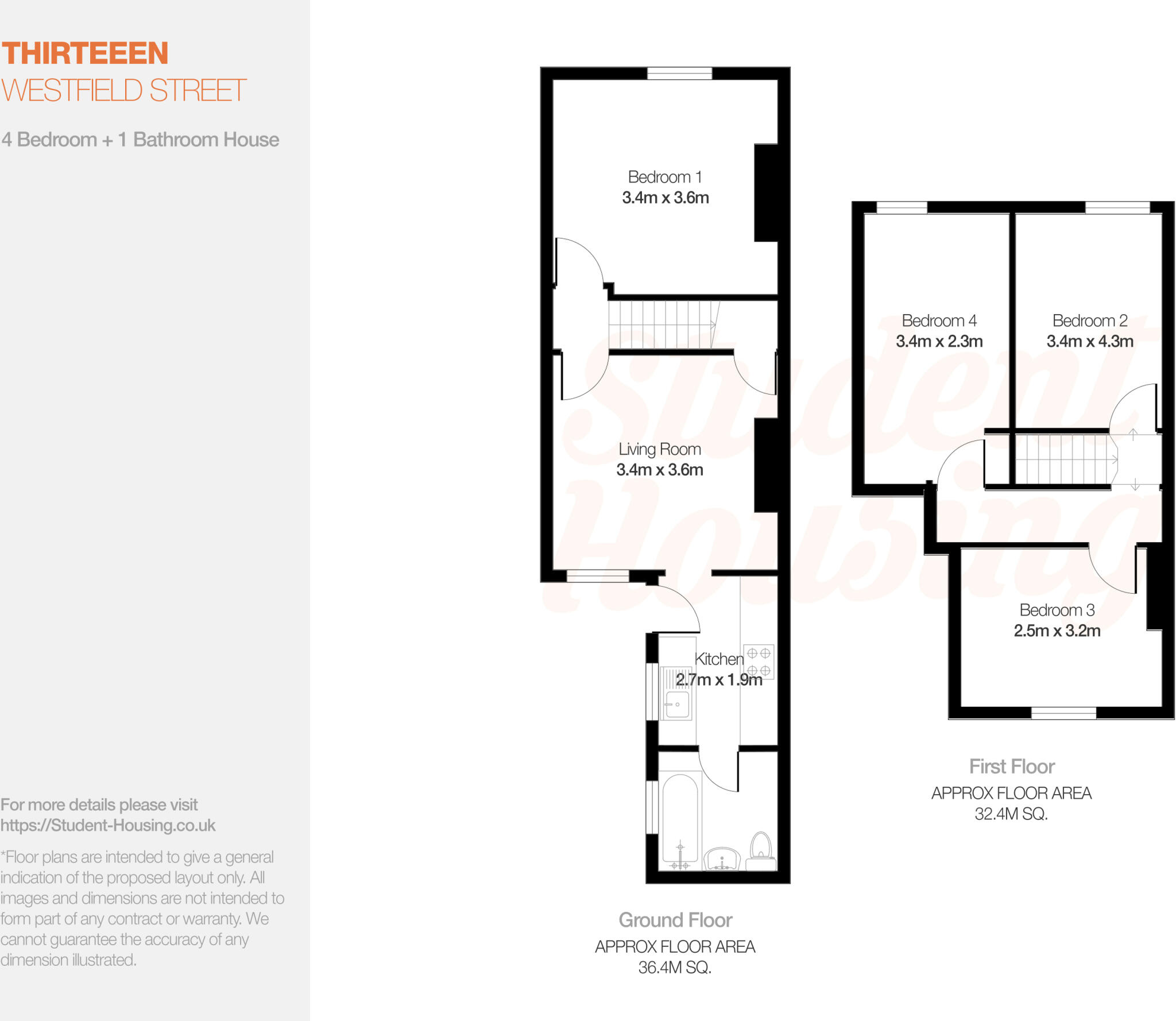 1 Bedroom Available//West End // 4 Bed Property // Sep 2026 floorplan