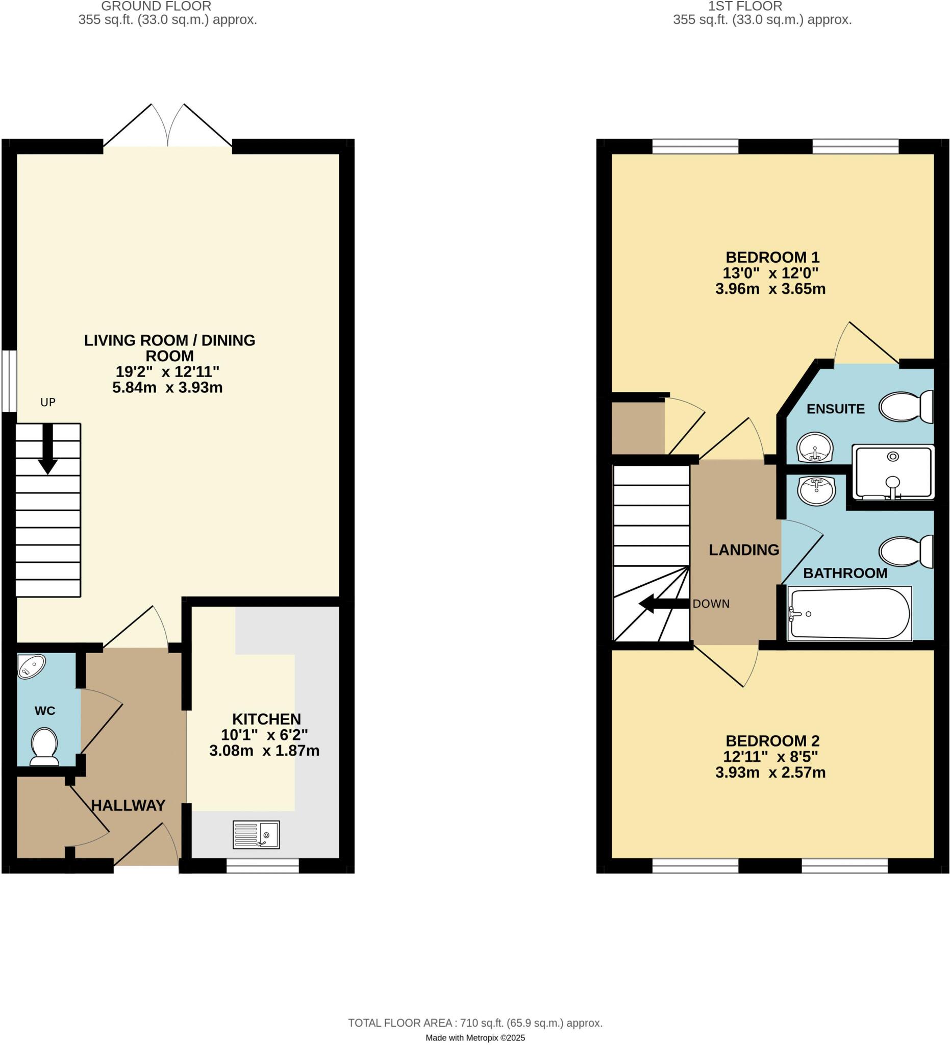 Cookworthy Road, PL2, Plymouth. Fabulous 9 year old 2-Bedroom Semi-Detached Home on a Beautiful Tree-Lined Road floorplan