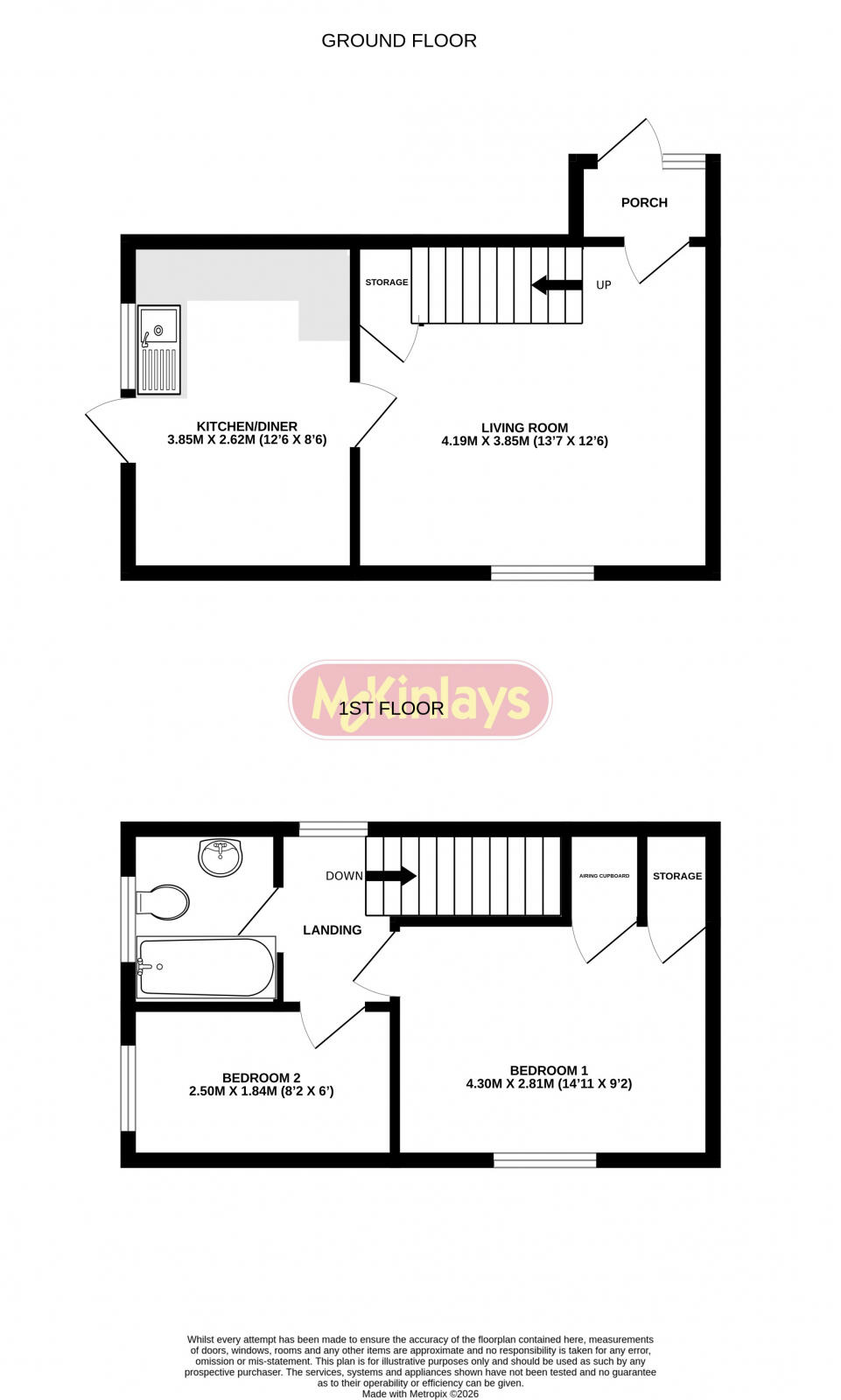 2 bedroom property in Tyne Park Taunton floorplan