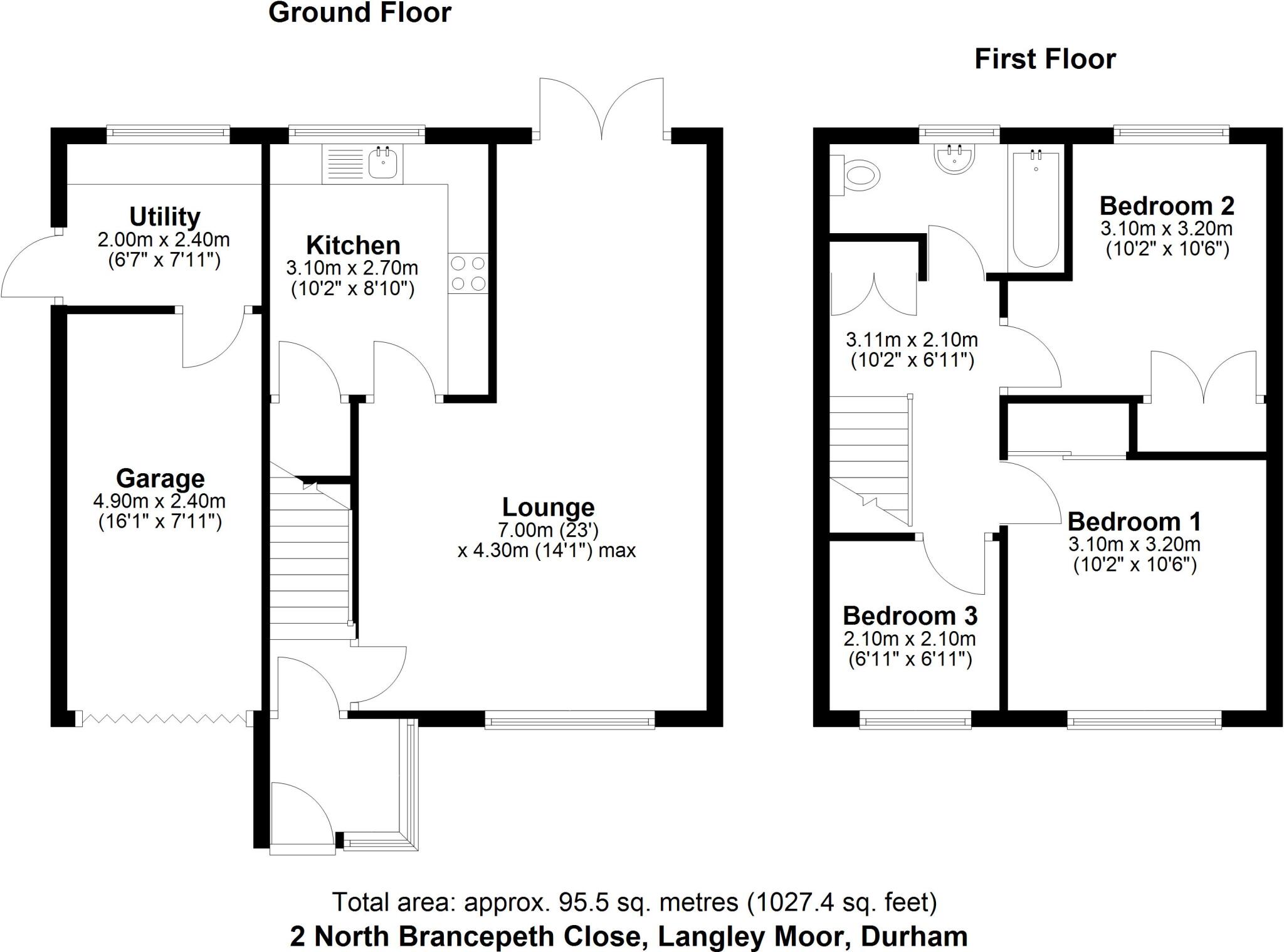 North Brancepeth Close, Langley Moor, Durham, DH7 floorplan