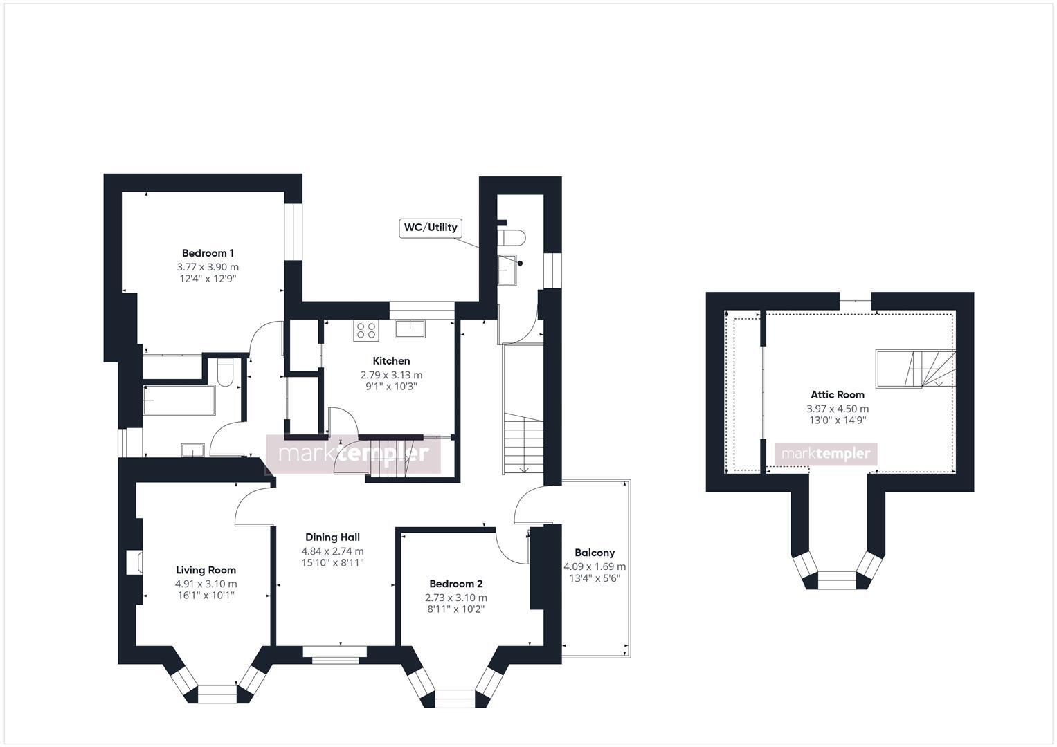 Seafront apartment with balcony in Clevedon floorplan