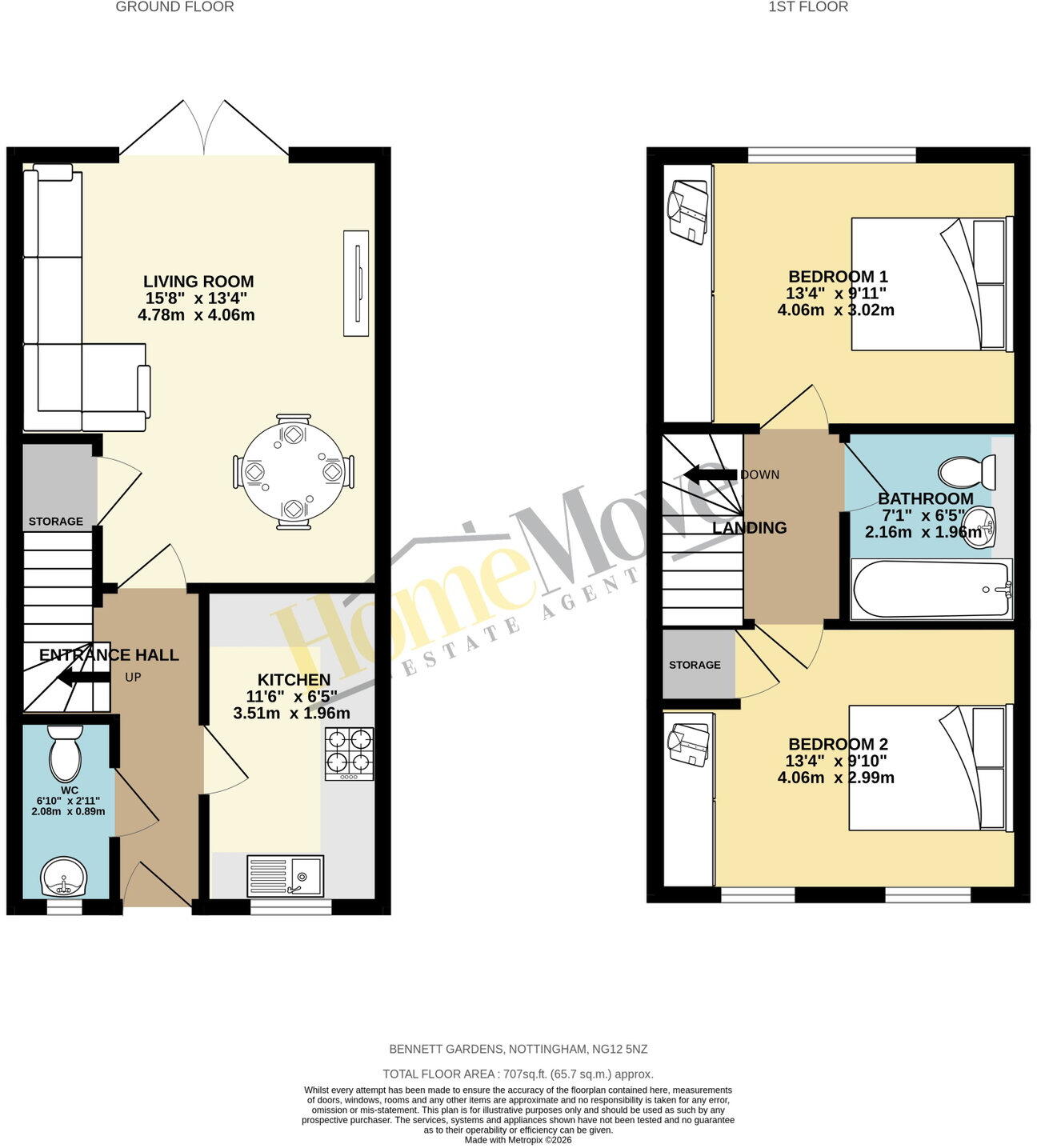Bennett Gardens, Keyworth, Nottingham, Nottinghamshire, NG12 5NZ floorplan