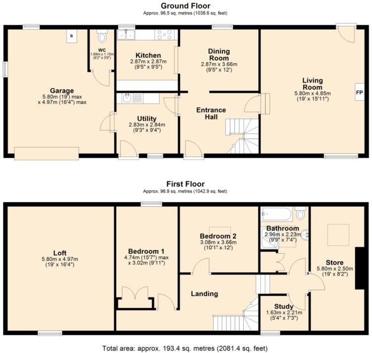 2 Bedroom House For Sale – Tiber Barn, Giggleswick, Settle, BD24 0JP floorplan