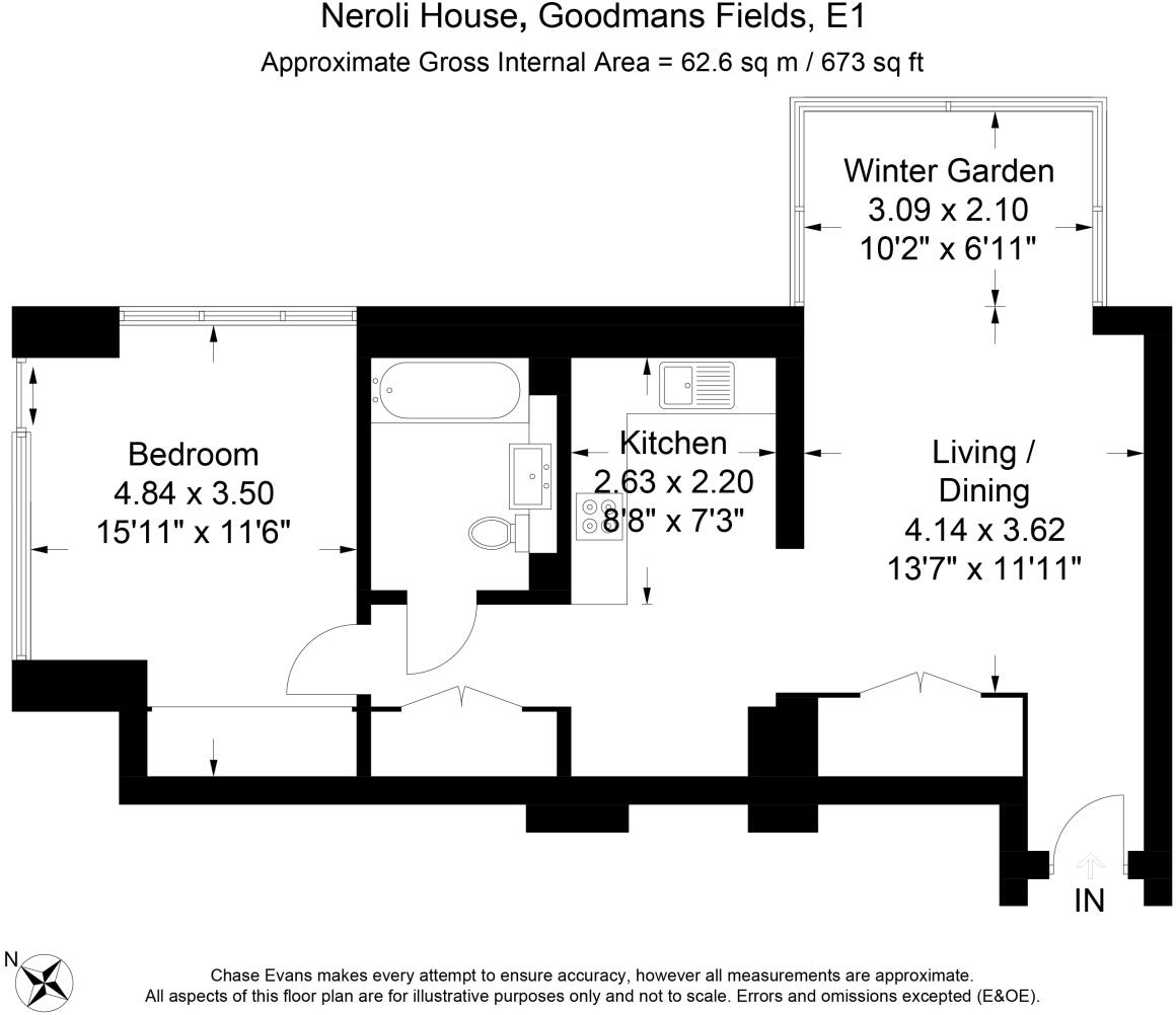 Neroli House, Flat 1502, Neroli House, 14 Piazza Walk, Goodman' S Fields, Aldgate, E1 floorplan