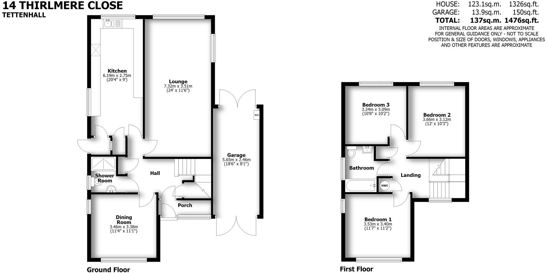 14 Thirlmere Close, Tettenhall, Wolverhampton, WV6 9DG floorplan