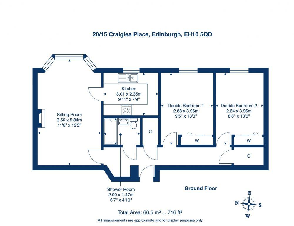 20/15 Craiglea Place, Morningside, Edinburgh EH10 5QD floorplan