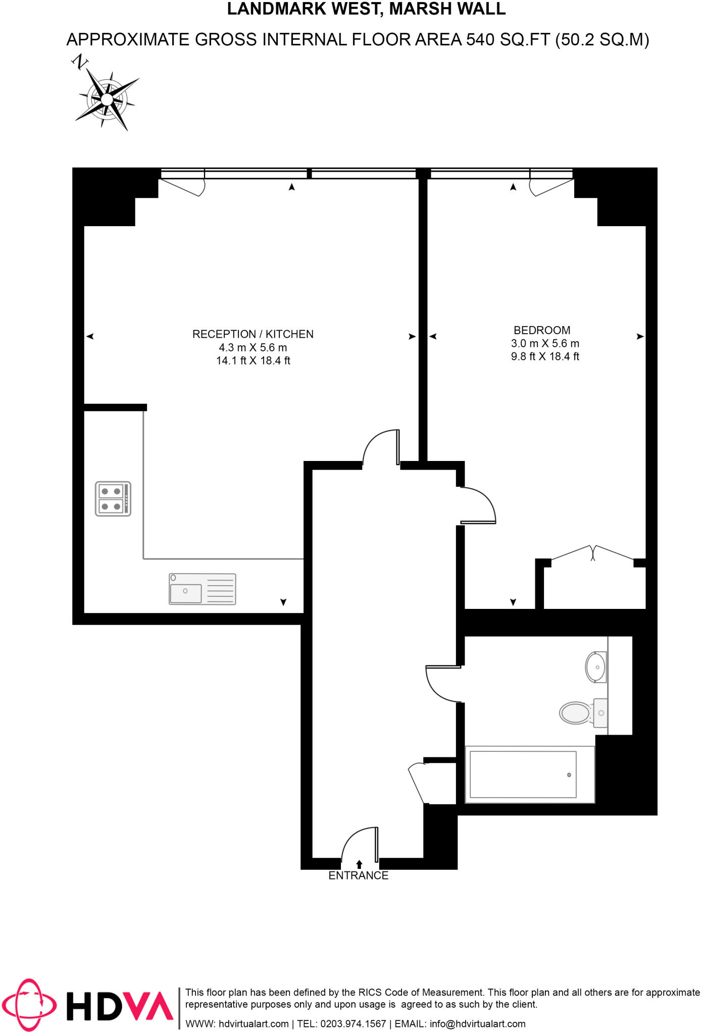 Landmark West Tower, Marsh Wall, E14 floorplan