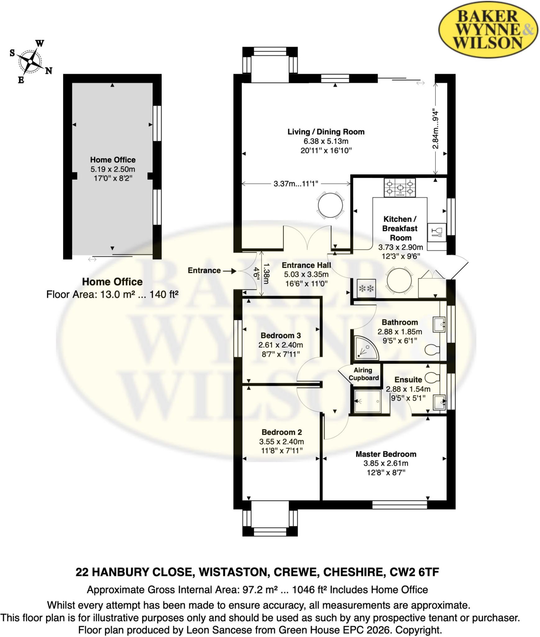 Hanbury Close, Wistaston, Crewe, CW2 floorplan