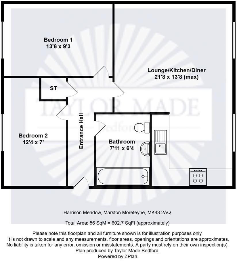 Harrison Meadow, Marston Moretaine, Beds floorplan