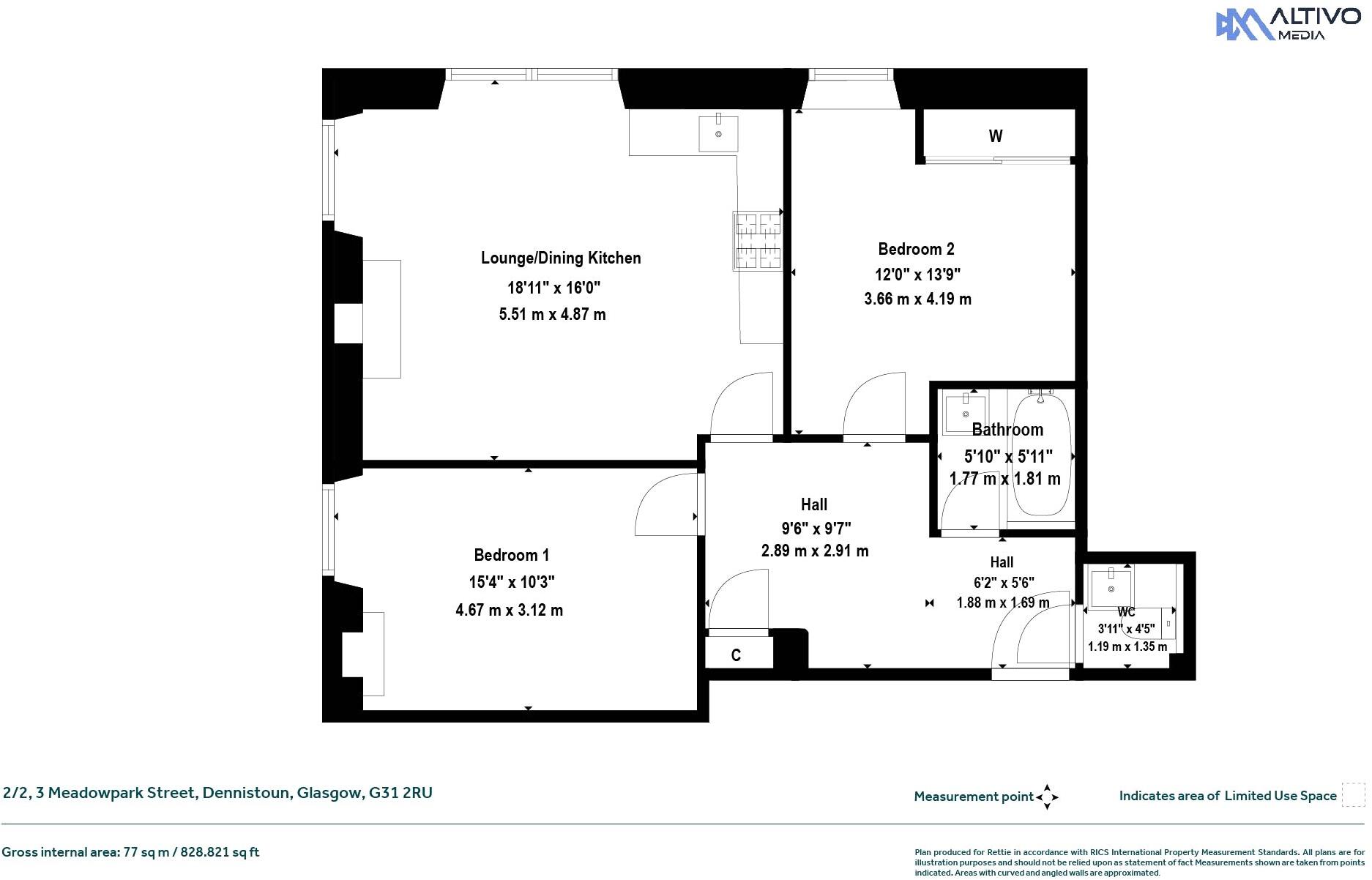 Meadowpark Street, Dennistoun, Glasgow City floorplan