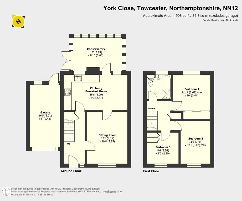 York Close, Towcester, Northamptonshire, NN12 floorplan