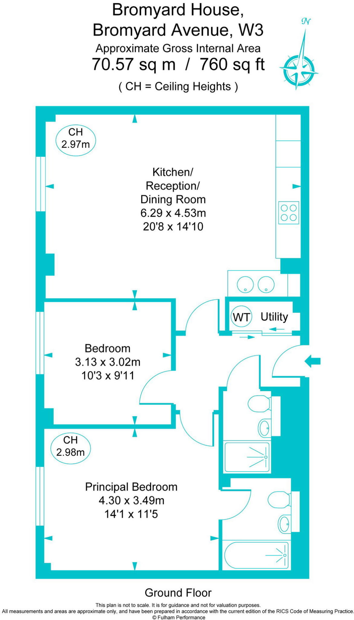 2 Bed 2 Bath apartment with Parking Space, Bromyard House, Bromyard Avenue, London, W3 7BY floorplan
