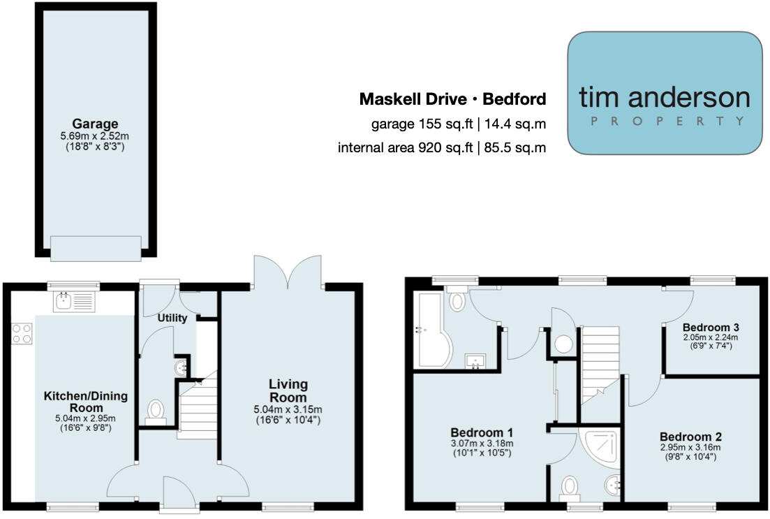 Maskell Drive | Bedford | Beds | MK41 | south west facing floorplan
