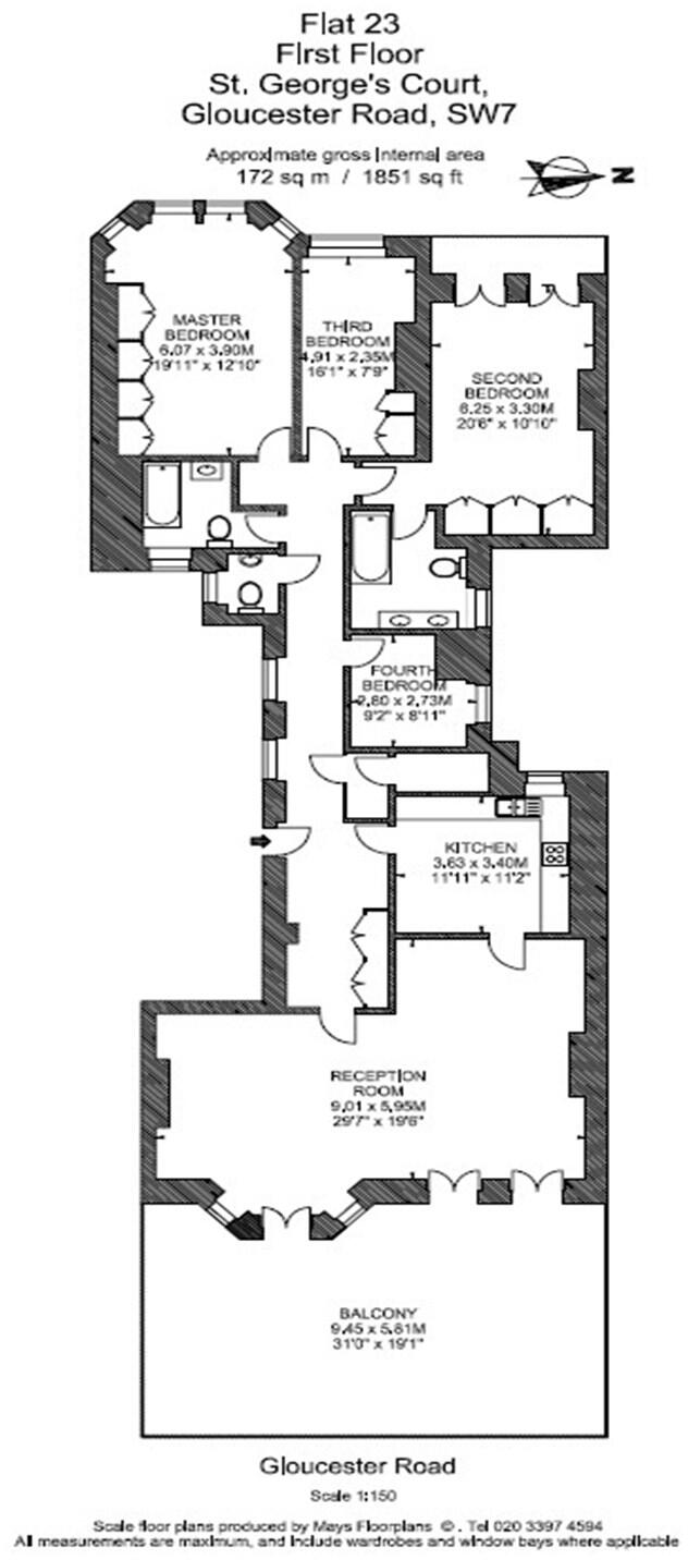 4 bedroom 2nd Floor Flat in St Georges Court floorplan