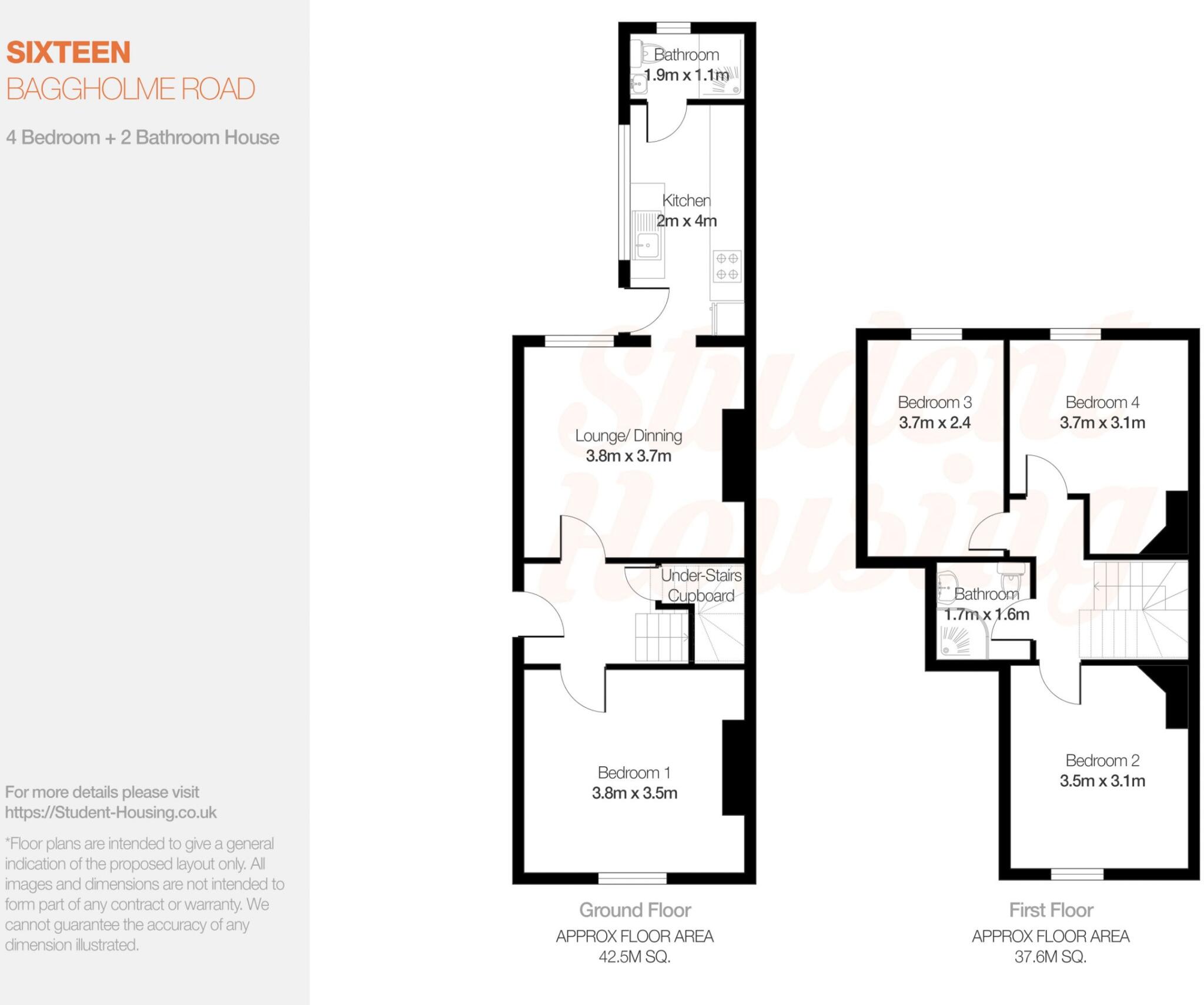 Student House // 4 Bed & 2 Bath // Jul 2026 floorplan