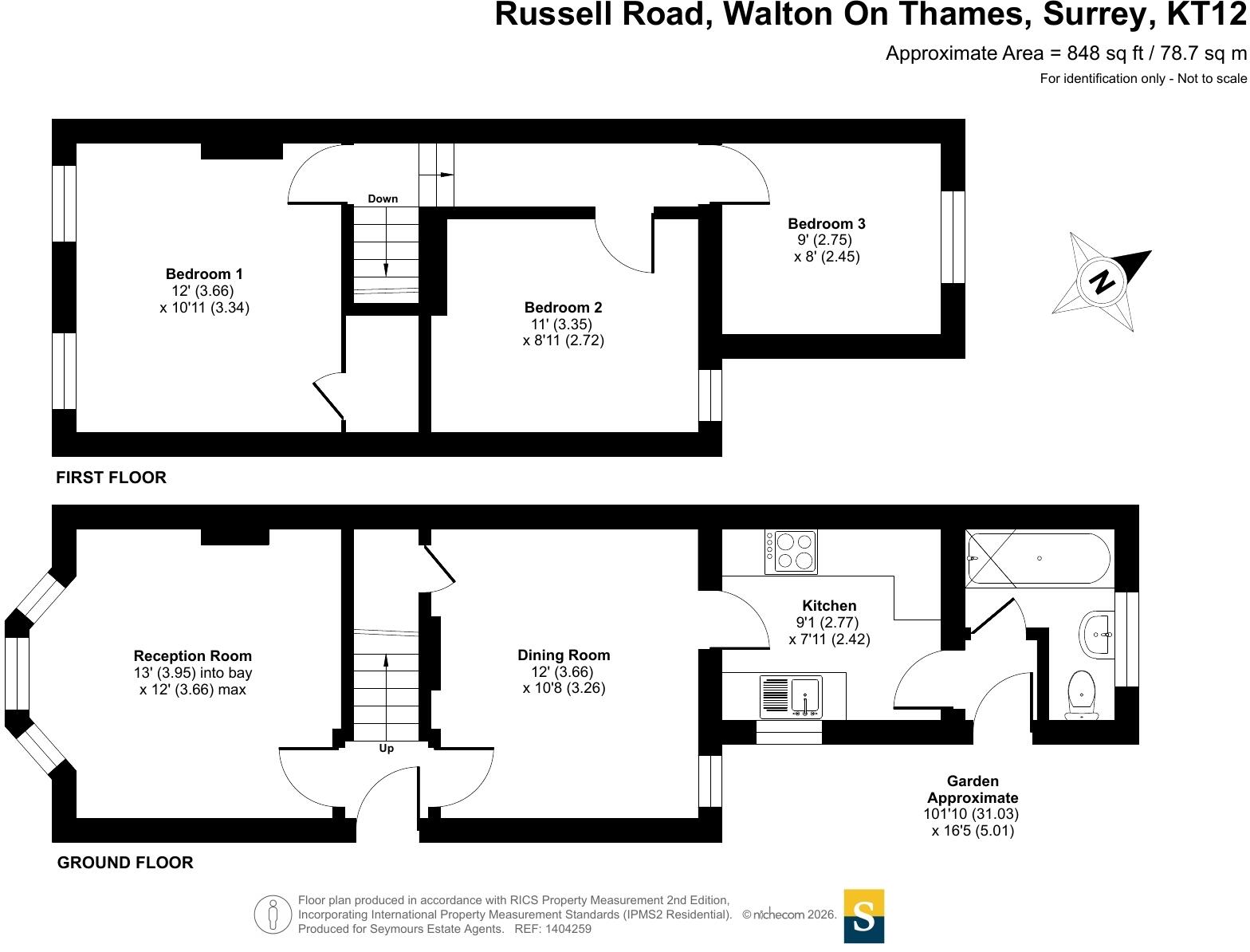 Russell Road, Walton On Thames, Surrey, KT12 floorplan