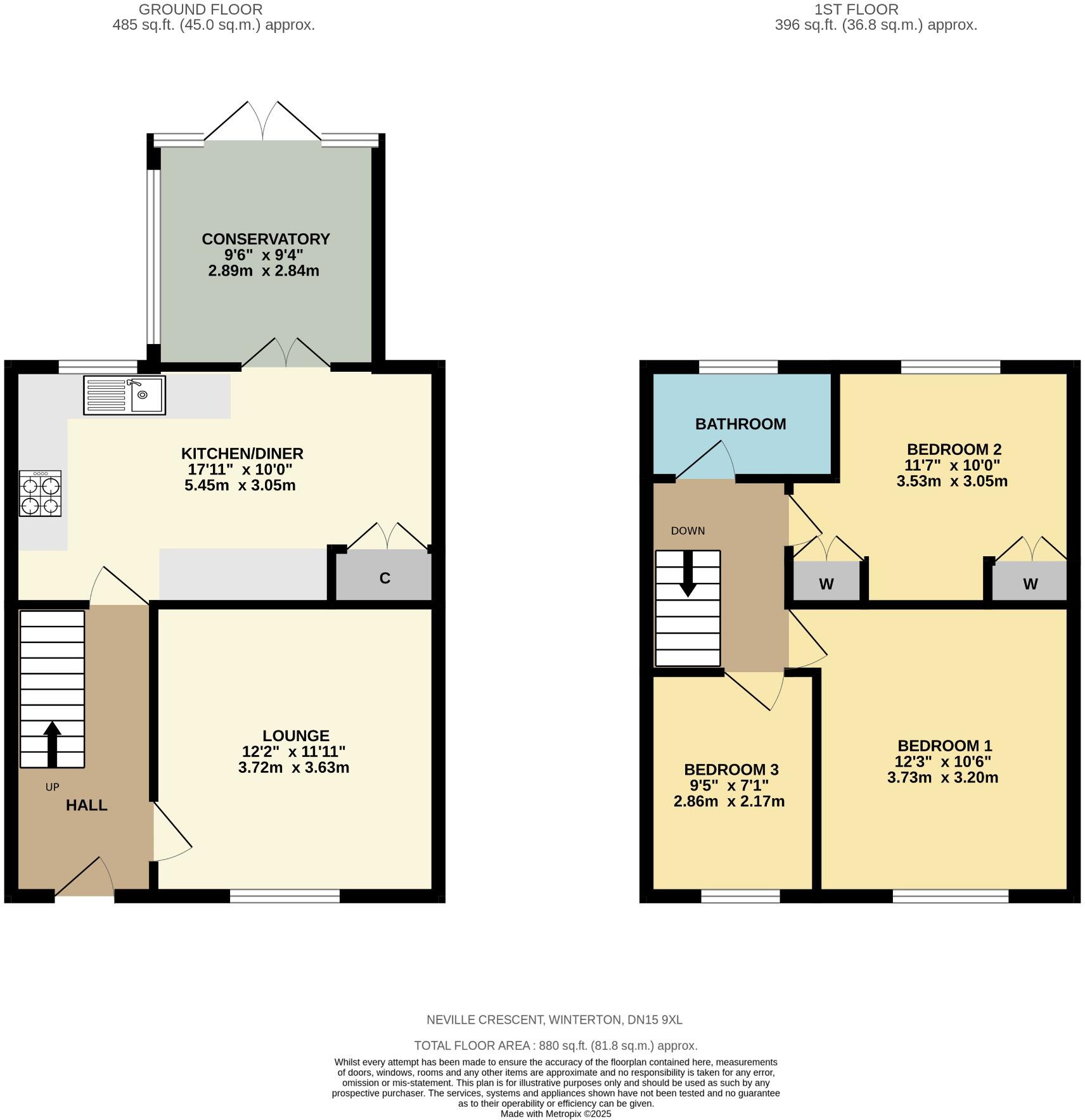 Neville Crescent, Winterton, Scunthorpe, Lincolnshire, DN15 9XL floorplan