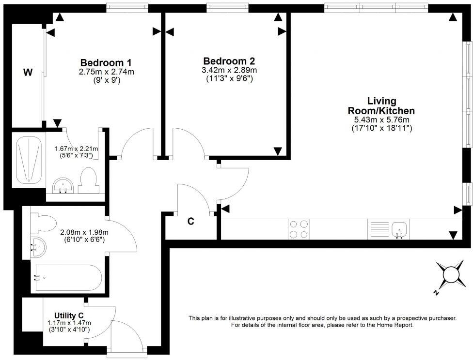 8/10 Cunningham Square, Portobello, Edinburgh, EH15 1BF floorplan
