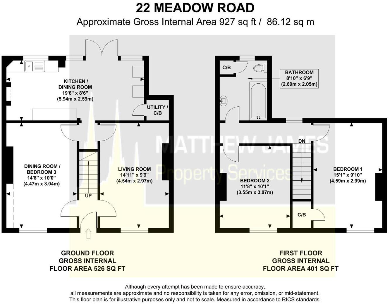 Meadow Road, Warwick * VICTORIAN DOUBLE FRONTED & TWO DOUBLE BEDROOMS * floorplan