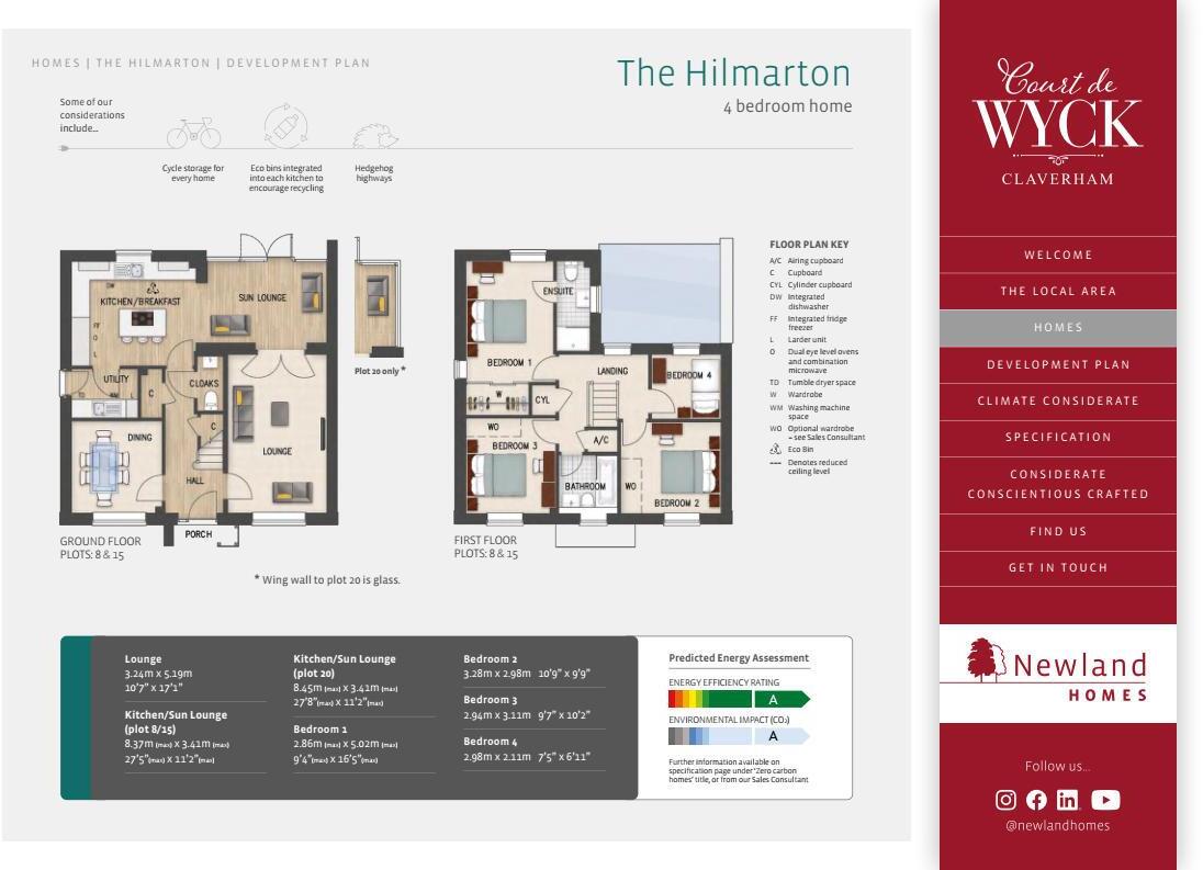 Executive four bedroom brand new home on highly popular North Field at Court de Wyck development in Claverham floorplan