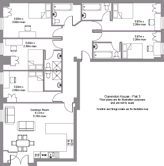 Flat 3 Clarendon House, Clarendon Square, Leamington Spa, Warwickshire floorplan