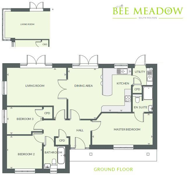Fabulous Brand New A-Rated Bungalow, Closewool Grove, South Molton, Devon, EX36 floorplan