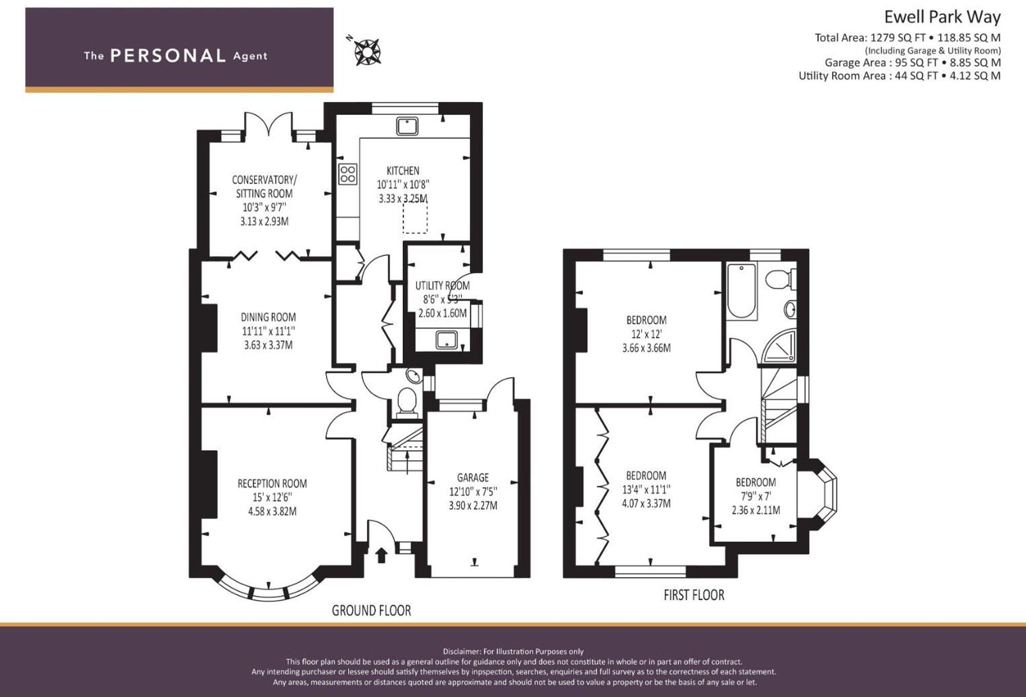 Ewell Park Way, Ewell, KT17 floorplan