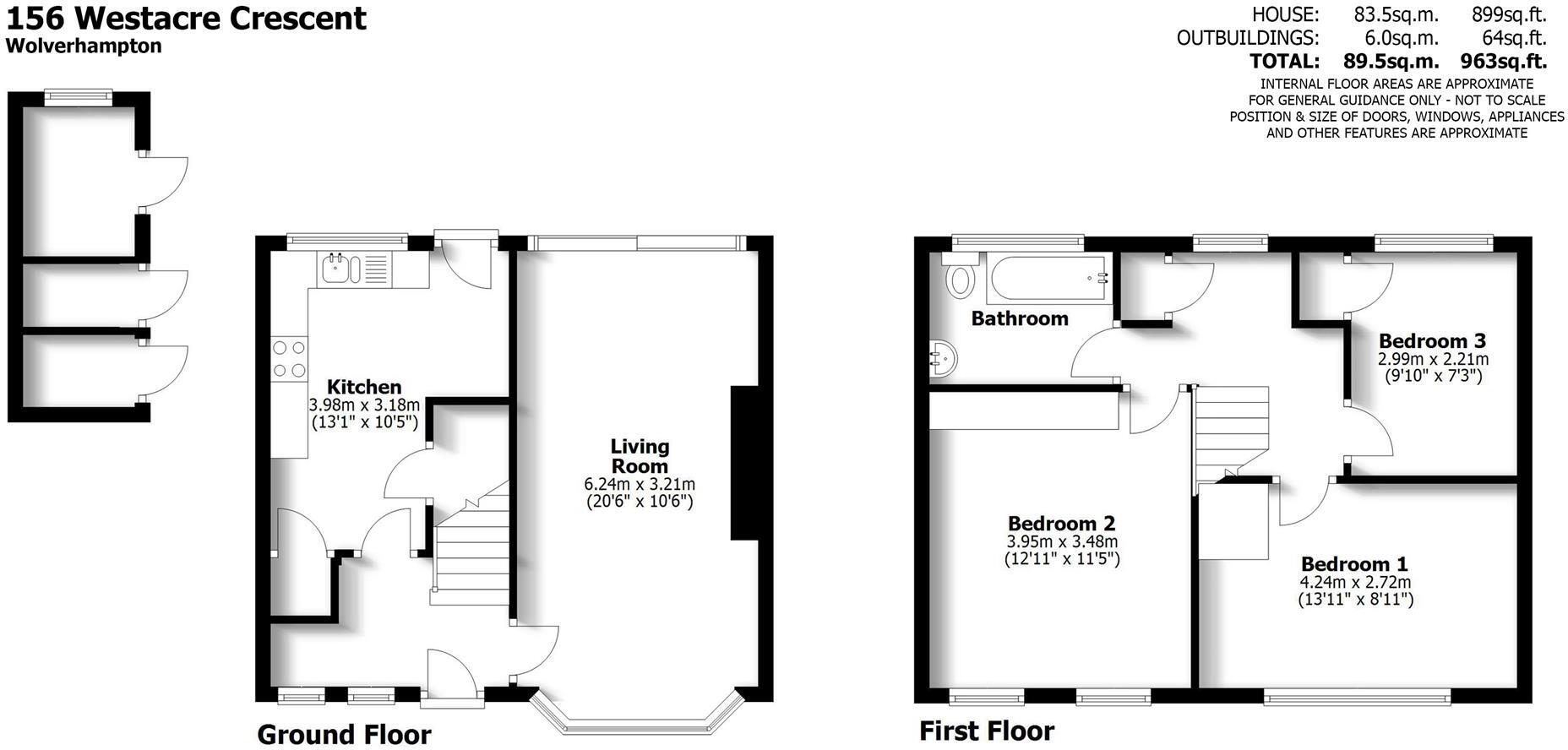 156 Westacre Crescent, Finchfield, Wolverhampton, WV3 9AZ floorplan