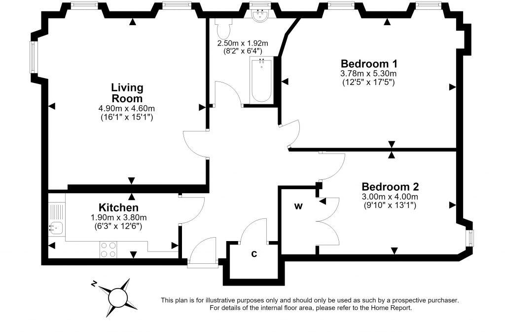 2 (flat 7), Huntly Street, Canonmills, Edinburgh, EH3 5HB floorplan