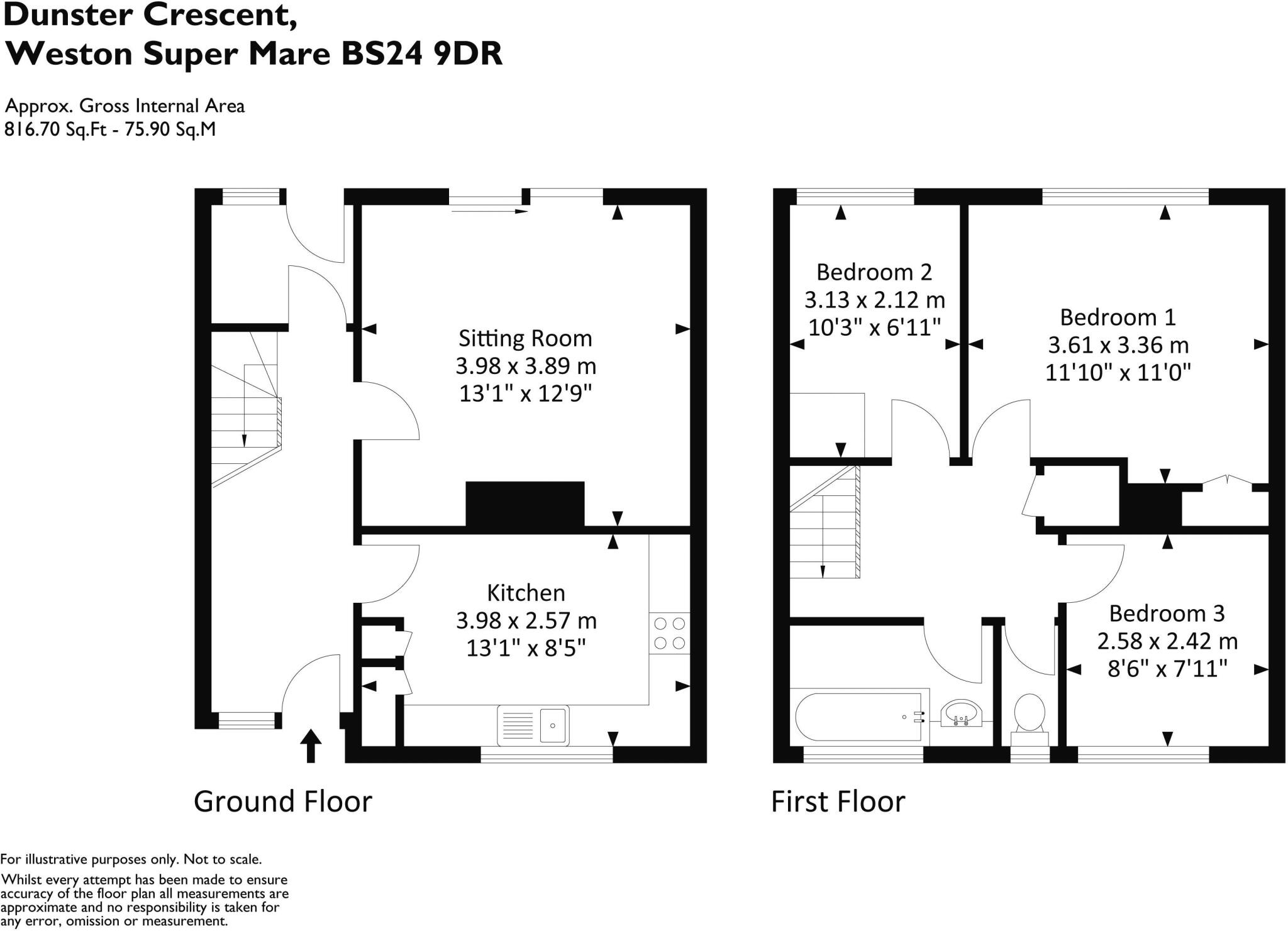 Dunster Crescent, Oldmixon - NO CHAIN  floorplan