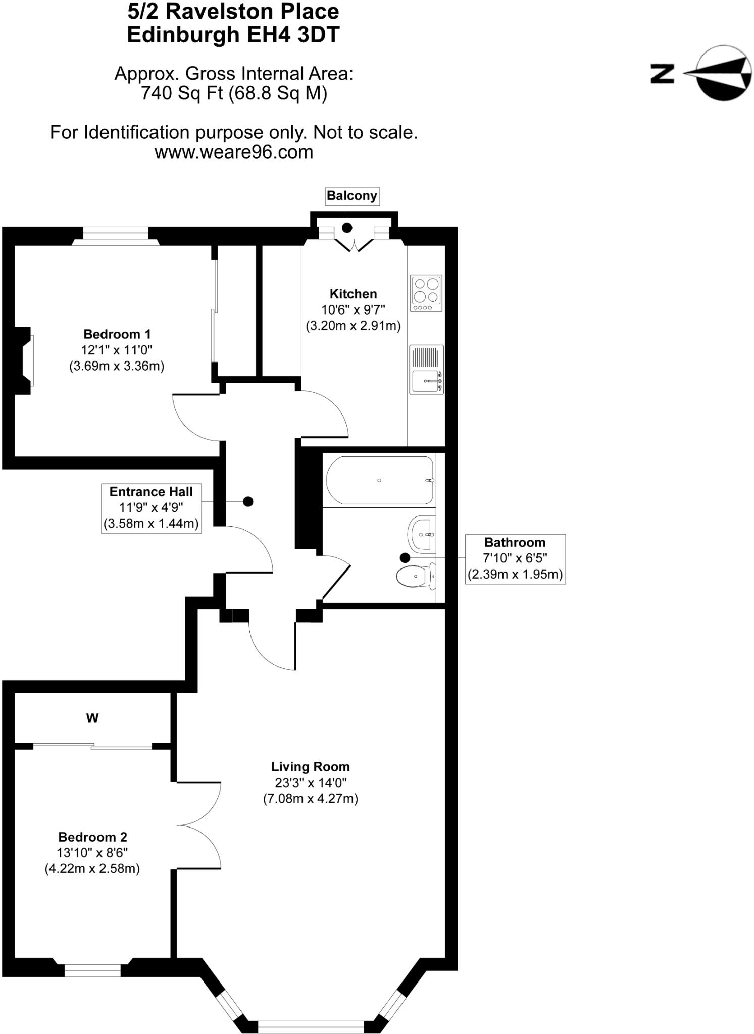 Flat 2, 5 Ravelston Place, Ravelston, Edinburgh, EH4 3DT floorplan