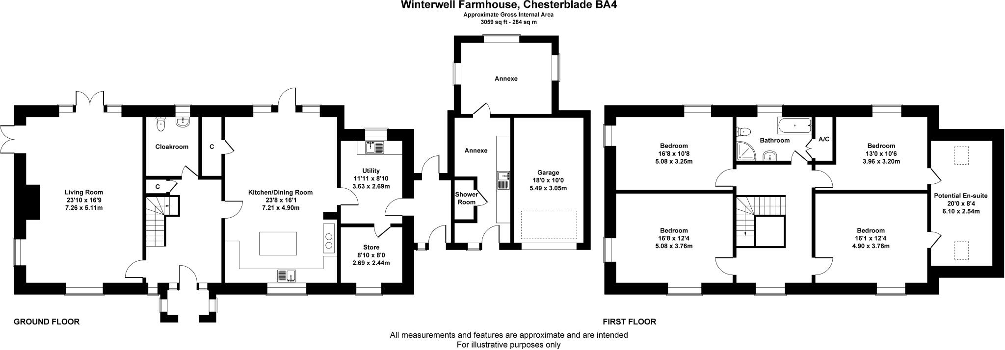 A substantial four-bedroom detached farmhouse, subject to an Agricultural Occupancy Condition. floorplan