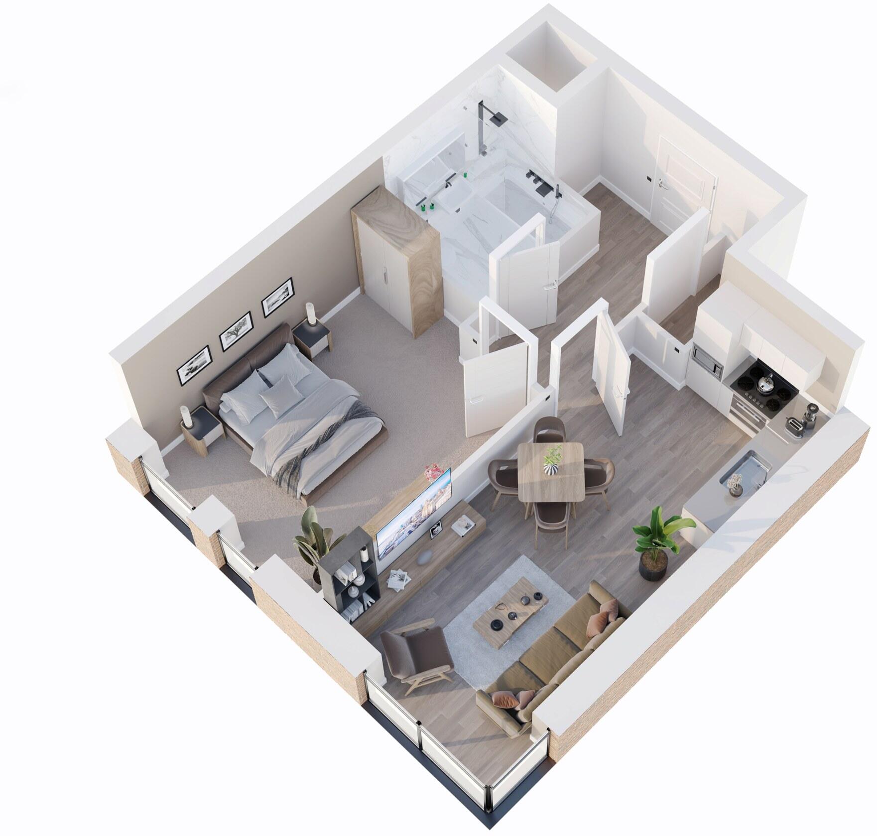 5% Projected Rental Yields | Turnkey Gloucestershire Apartment – Hands-Off 1 Bed, Tenant Ready floorplan