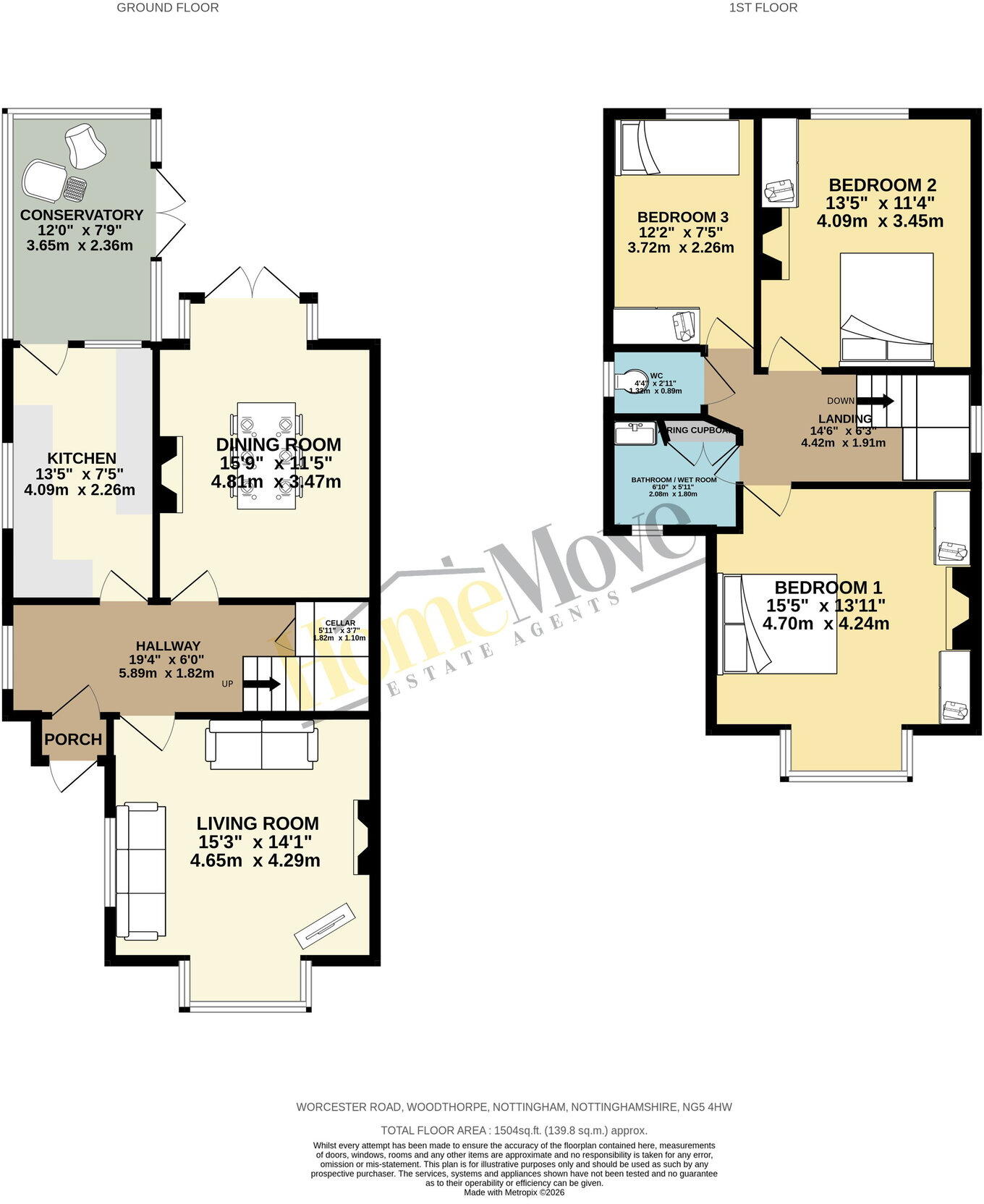 Worcester Road,Woodthorpe,Nottingham,Nottinghamshire,NG5 4HW floorplan