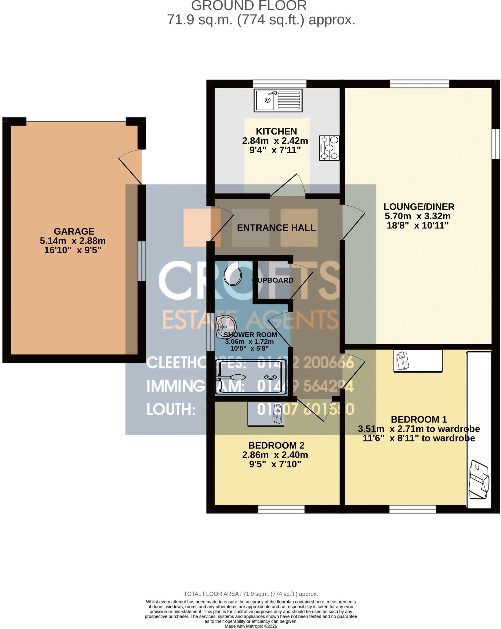 Southfiled Road, Holton Le Clay  floorplan