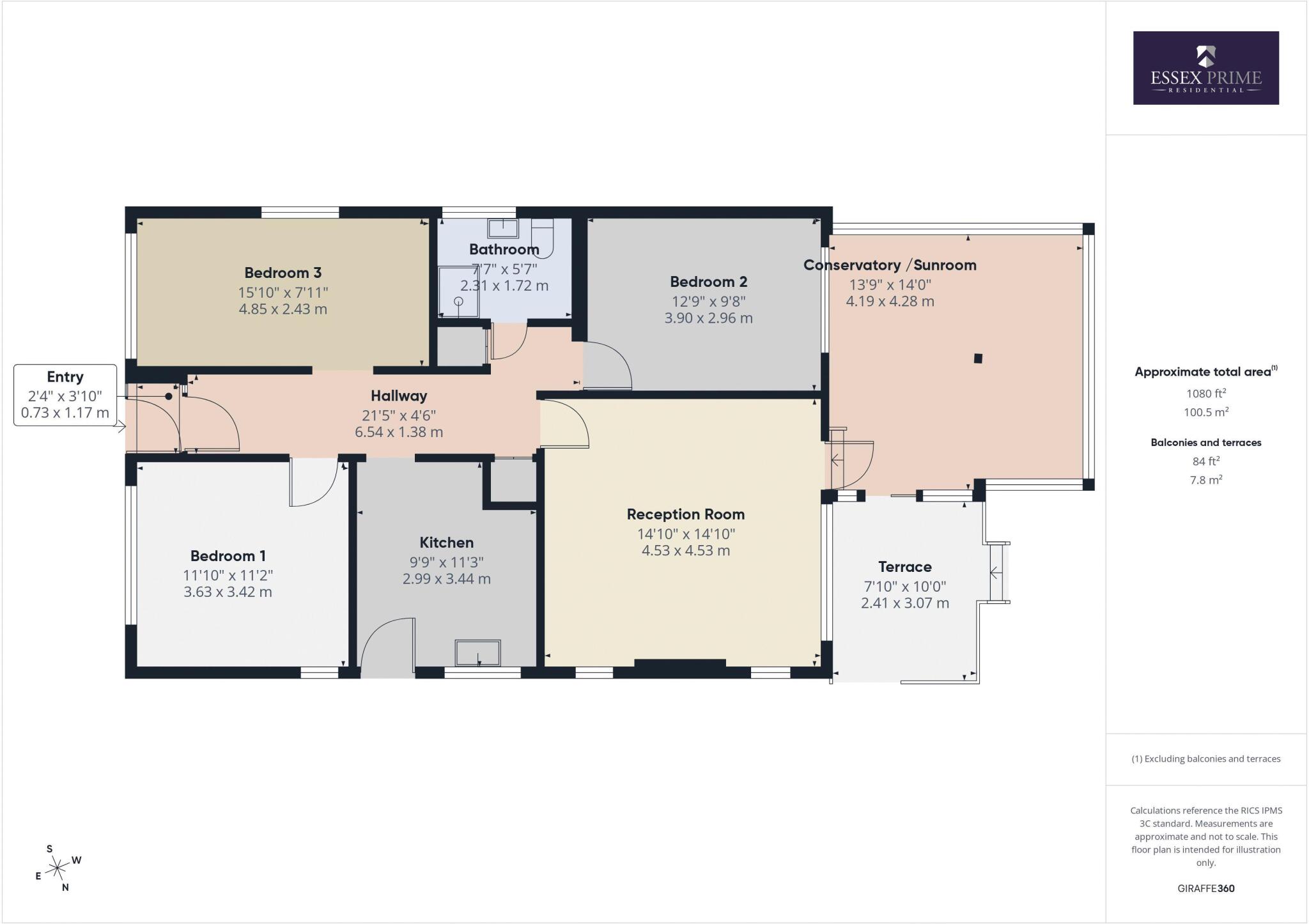 Three bedroom Detached Bungalow, Holland - On -Sea floorplan