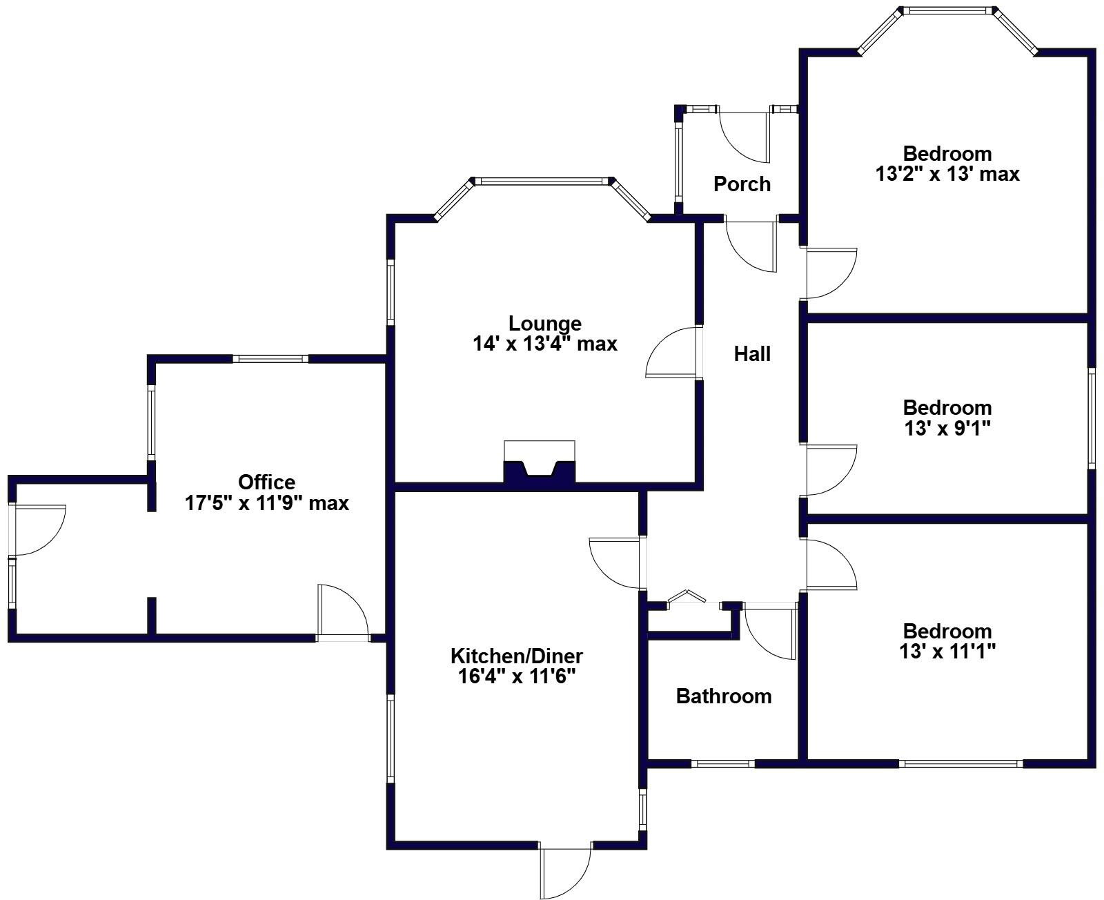 Glendene Bungalow, Bashley Cross Road, New Milton, Hampshire floorplan