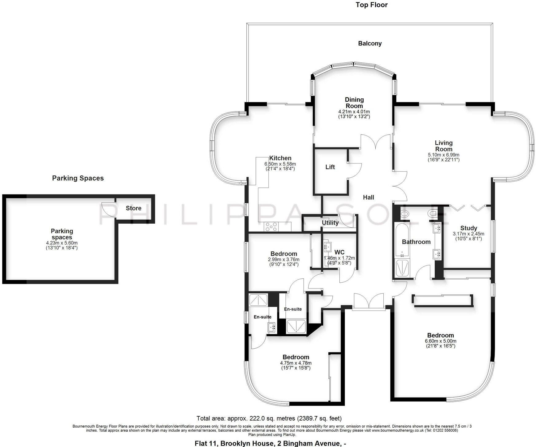 'The Penthouse' Brooklyn House, Bingham Avenue, Lilliput, Poole, BH14 floorplan