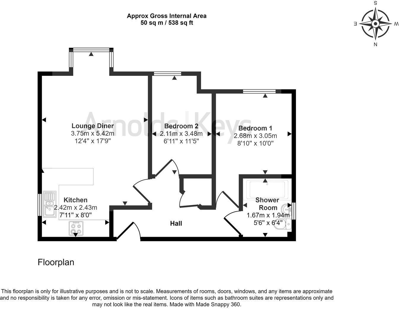 Flat 2 Kings Court, 60 Cliff Road floorplan