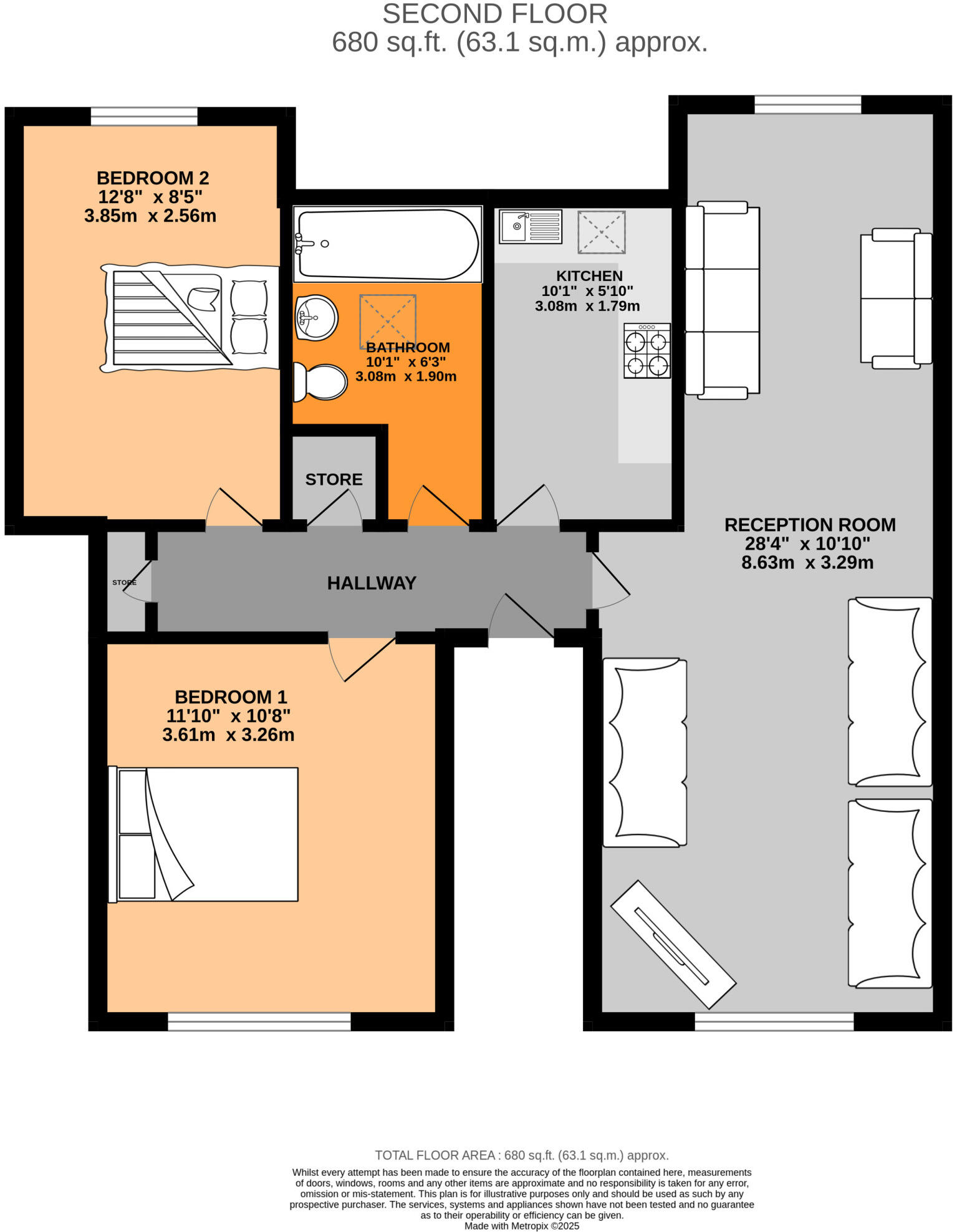 Flat 4 Holly Lodge, 150 Norwood Road, Norwood Green / SOUTHALL floorplan